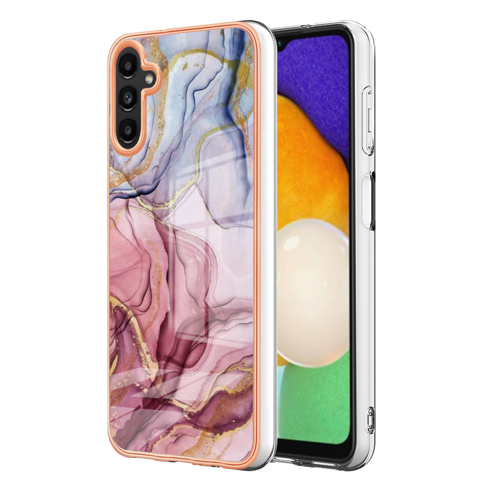 TPU Case for Samsung Galaxy A14 5G Electroplating IMD Phone Shell YB IMD Series-16 Style E Marble Pattern 2.0mm Phone Cover