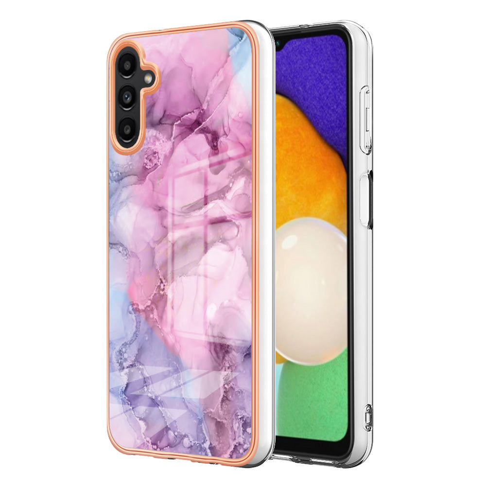 TPU Case for Samsung Galaxy A14 5G Electroplating IMD Phone Shell YB IMD Series-16 Style E Marble Pattern 2.0mm Phone Cover