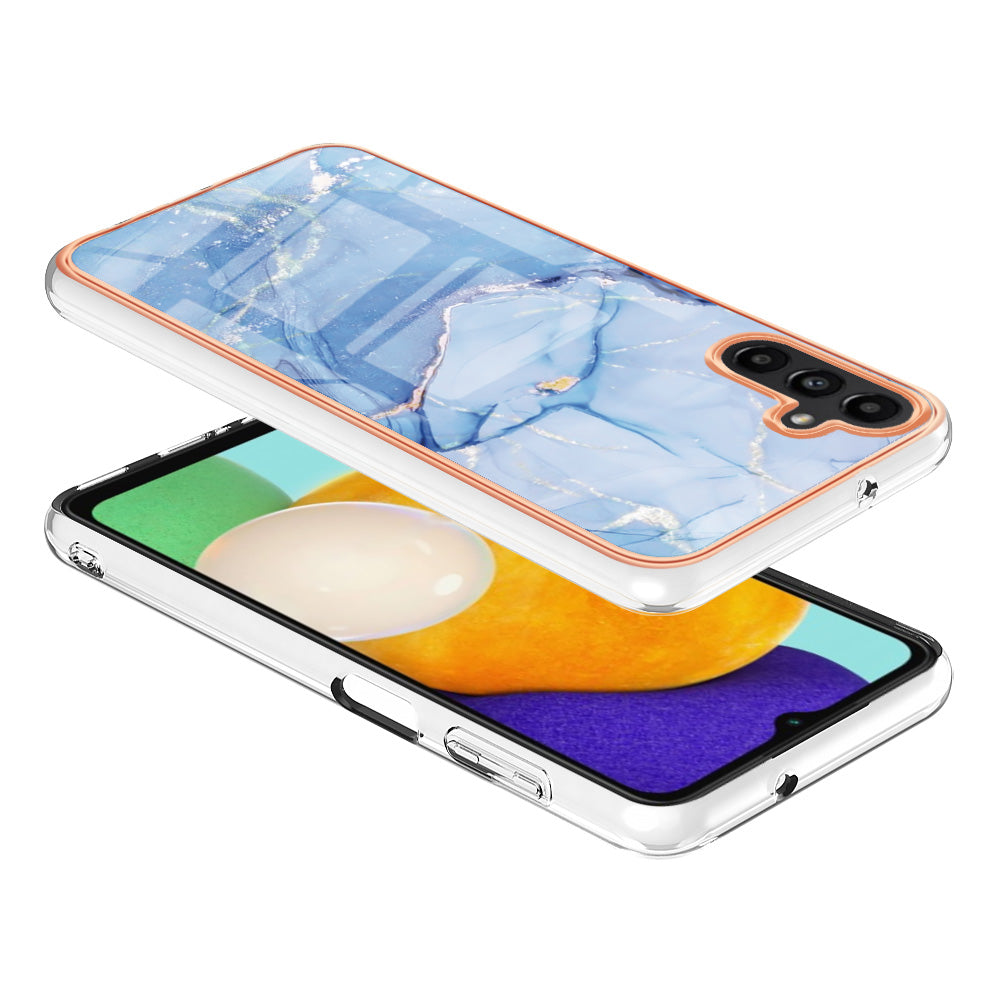 TPU Case for Samsung Galaxy A14 5G Electroplating IMD Phone Shell YB IMD Series-16 Style E Marble Pattern 2.0mm Phone Cover