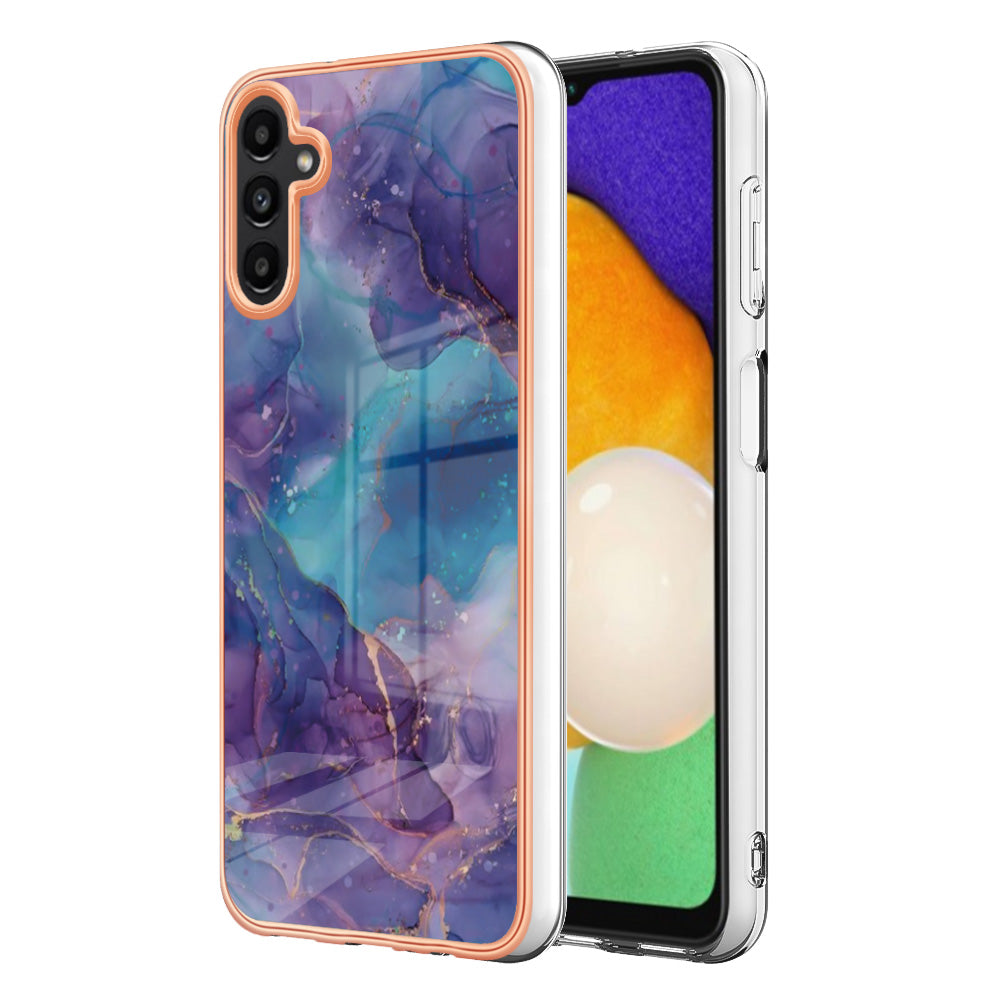 TPU Case for Samsung Galaxy A14 5G Electroplating IMD Phone Shell YB IMD Series-16 Style E Marble Pattern 2.0mm Phone Cover