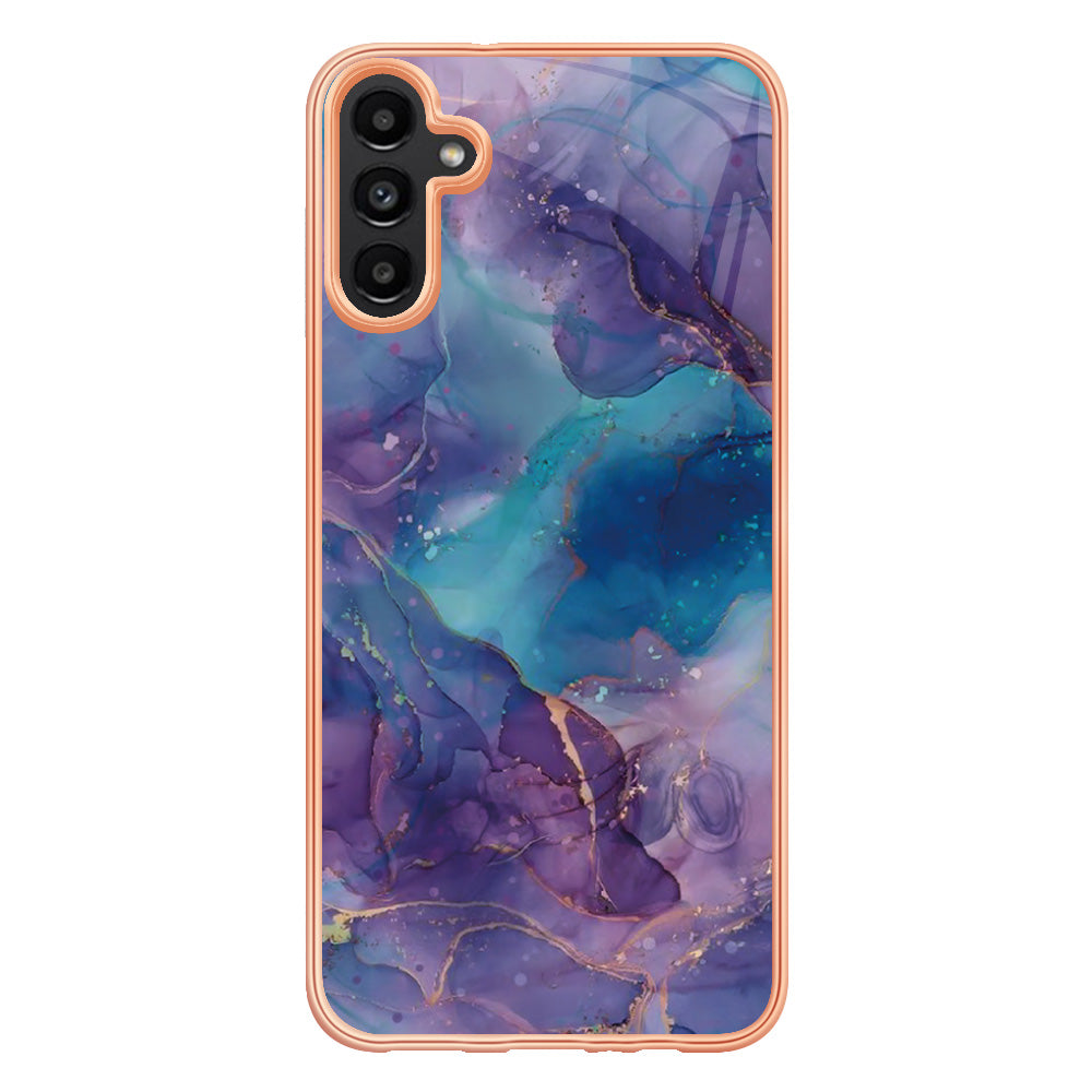TPU Case for Samsung Galaxy A14 5G Electroplating IMD Phone Shell YB IMD Series-16 Style E Marble Pattern 2.0mm Phone Cover