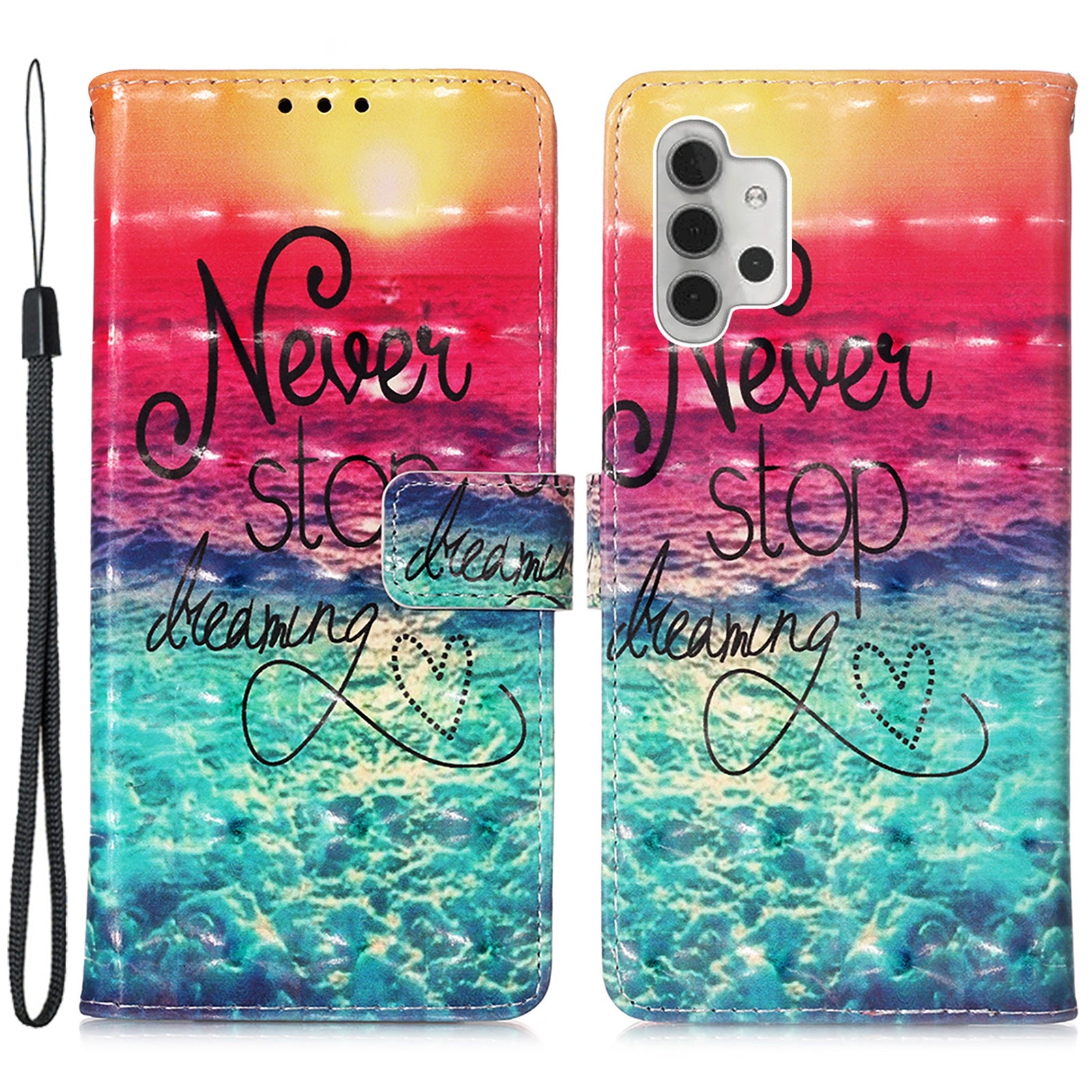 Til Samsung Galaxy A32 5G / M32 5G YB Mønsterprint Læder Series-2 Stand Case Læder 3D Mønster Printing Wallet Cover