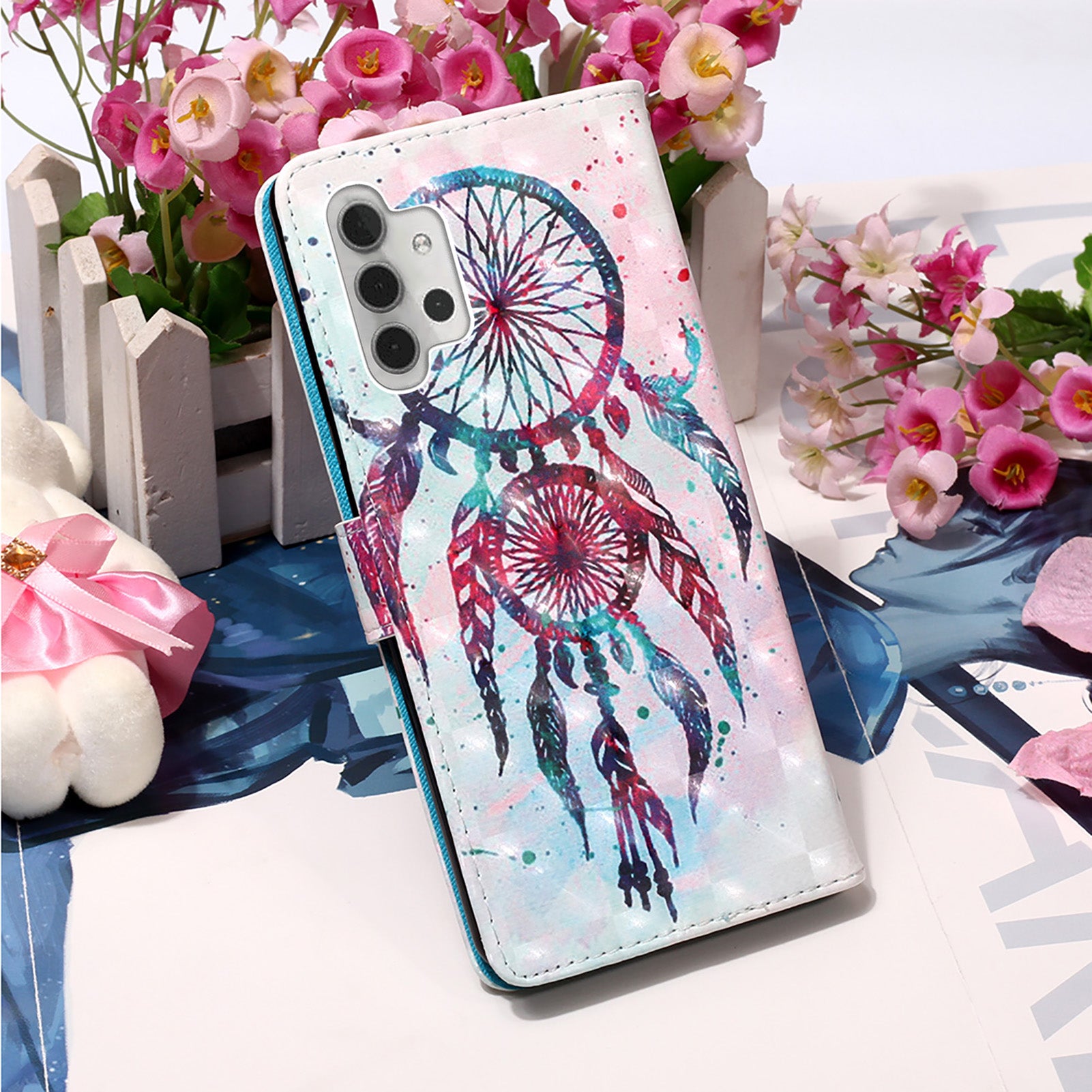 Til Samsung Galaxy A32 5G / M32 5G YB Mønsterprint Læder Series-2 Stand Case Læder 3D Mønster Printing Wallet Cover