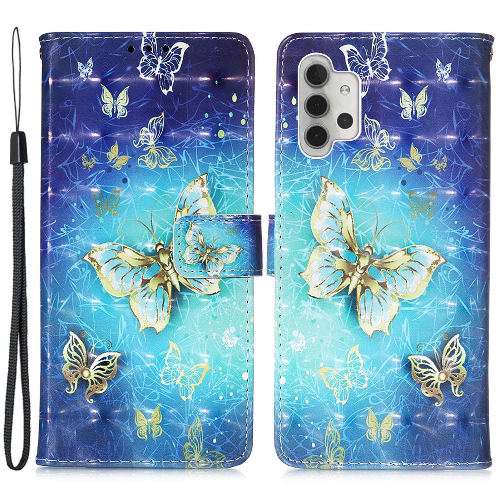 Til Samsung Galaxy A32 5G / M32 5G YB Mønsterprint Læder Series-2 Stand Case Læder 3D Mønster Printing Wallet Cover