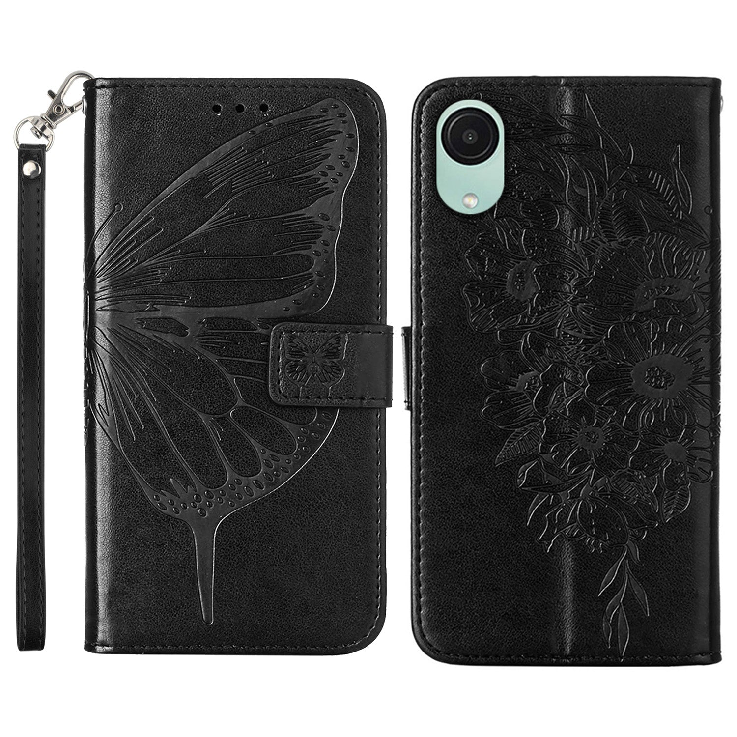 YB Imprinting Series-4 PU Leather Case for Samsung Galaxy A04 Core 4G Phone Cover Imprinted Shockproof Wallet Case