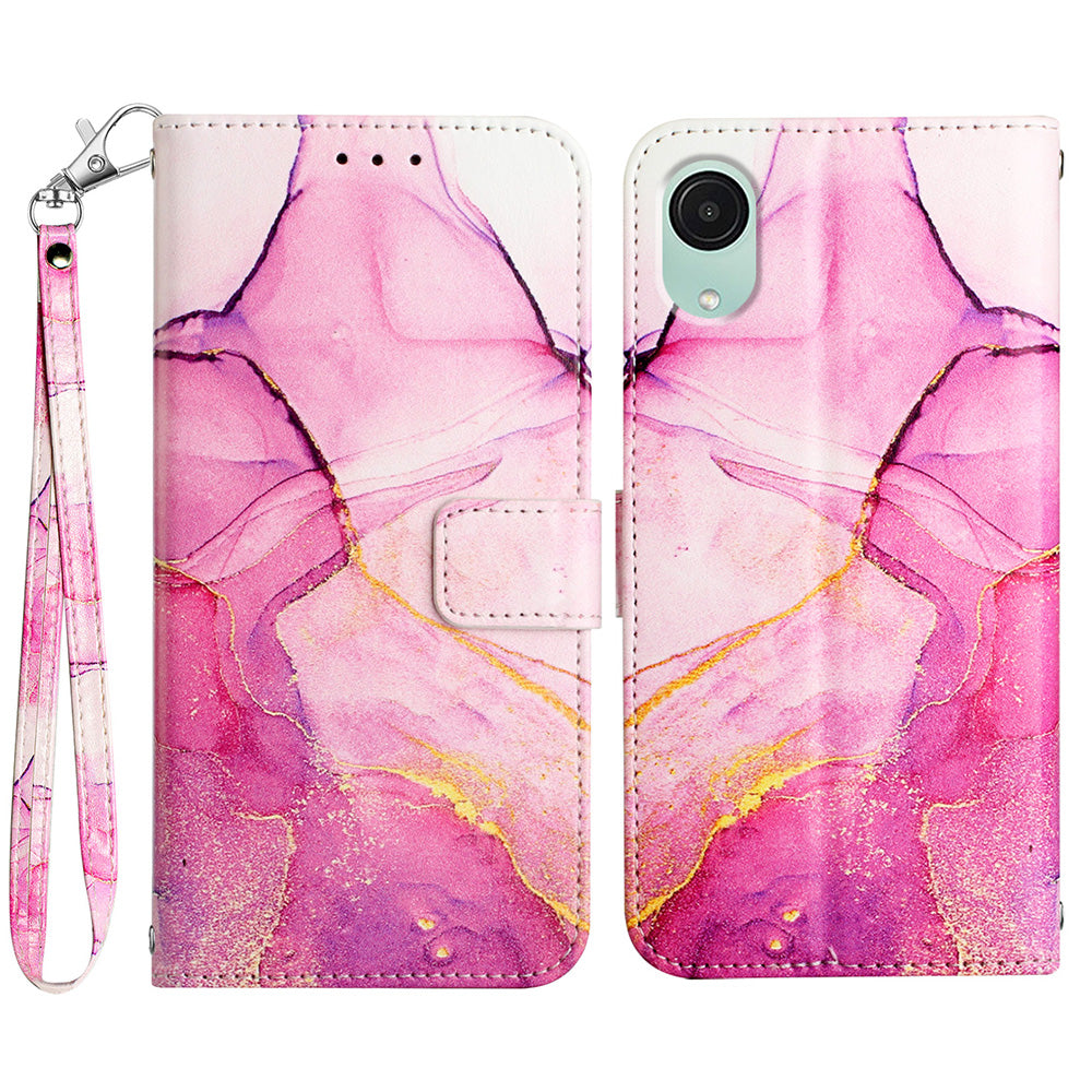 Pouzdro na telefon pro Samsung Galaxy A04 Core 4G s mramorovým vzorem YB s potiskem kožený ochranný kryt Series-5