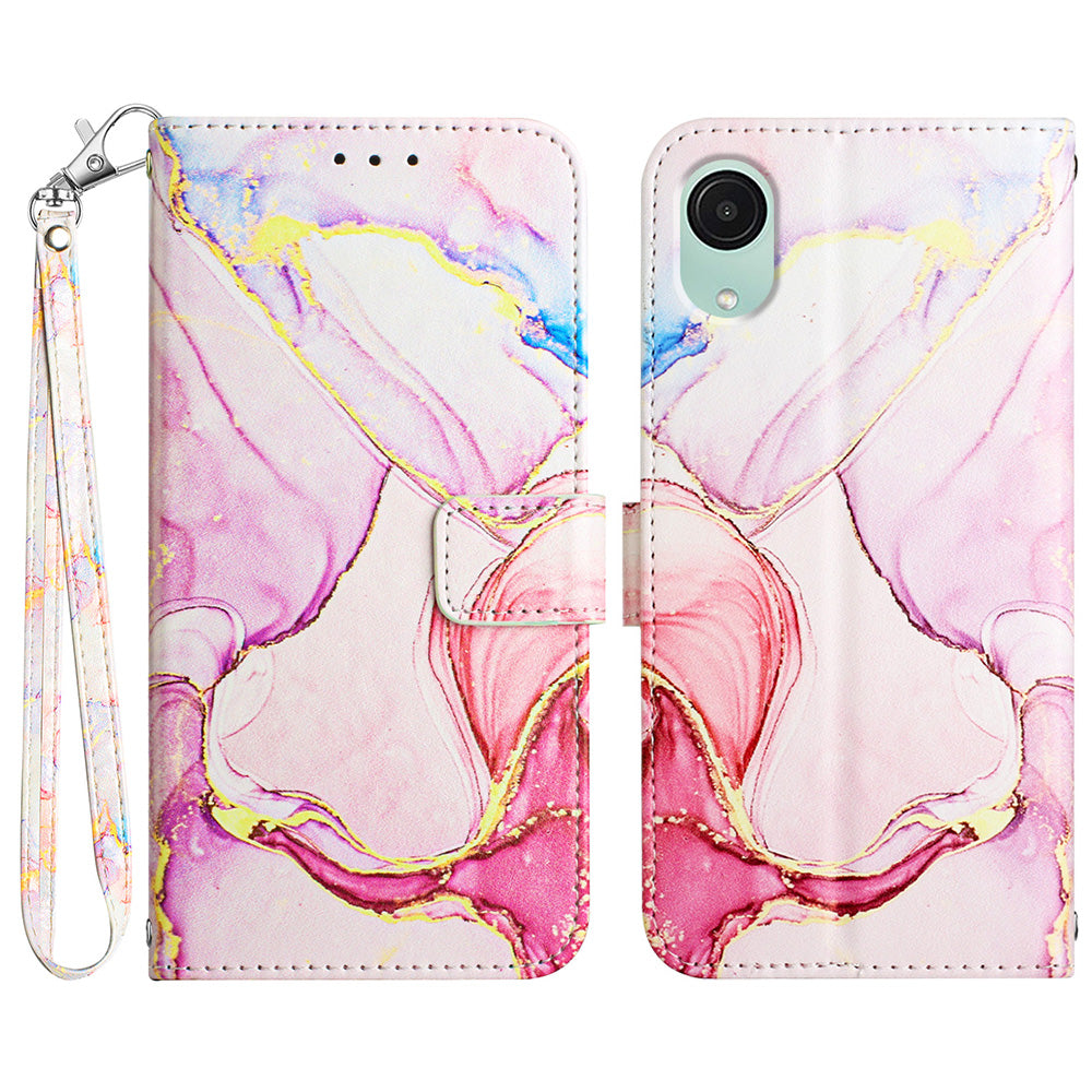 Pouzdro na telefon pro Samsung Galaxy A04 Core 4G s mramorovým vzorem YB s potiskem kožený ochranný kryt Series-5