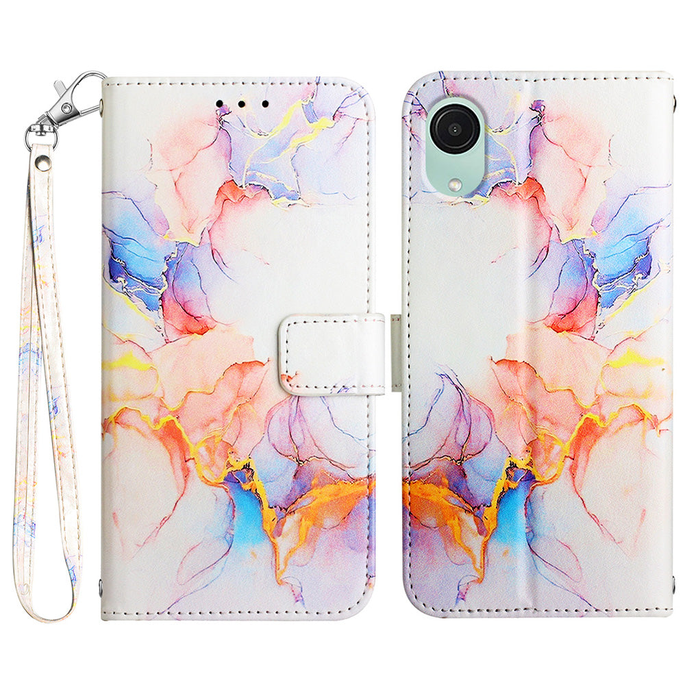 Pouzdro na telefon pro Samsung Galaxy A04 Core 4G s mramorovým vzorem YB s potiskem kožený ochranný kryt Series-5