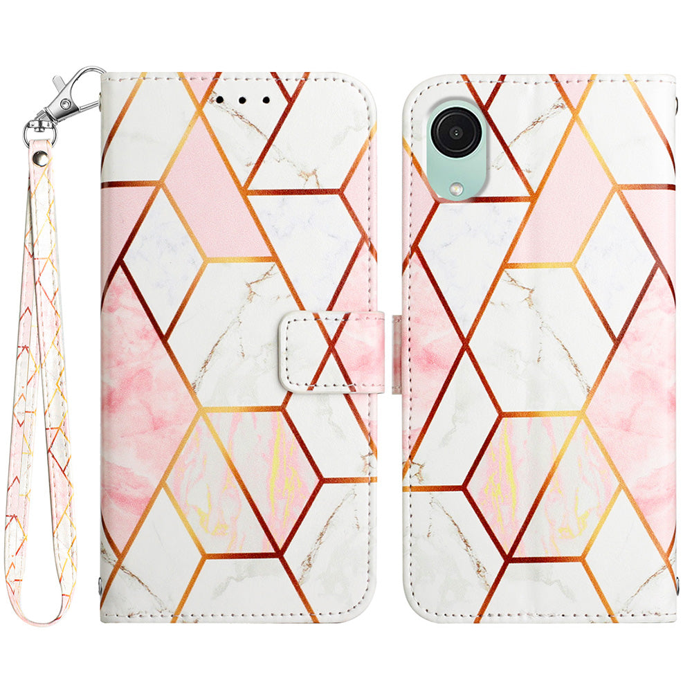 Pouzdro na telefon pro Samsung Galaxy A04 Core 4G s mramorovým vzorem YB s potiskem kožený ochranný kryt Series-5