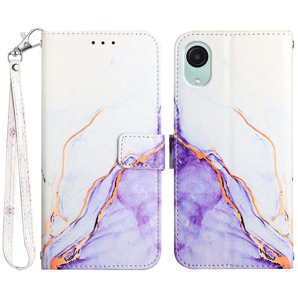 Pouzdro na telefon pro Samsung Galaxy A04 Core 4G s mramorovým vzorem YB s potiskem kožený ochranný kryt Series-5