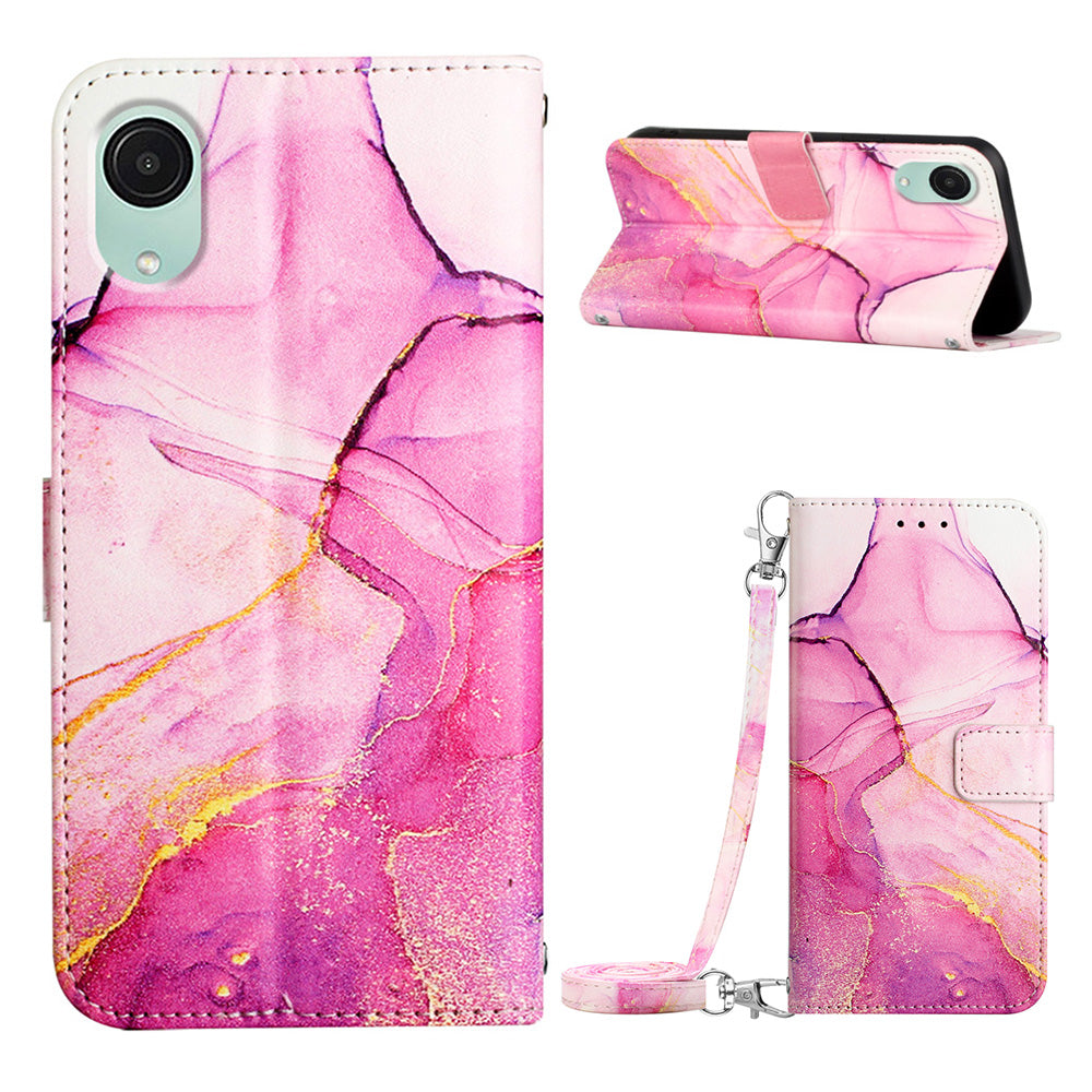 For Samsung Galaxy A04 Core 4G Wallet Phone Case YB Pattern Printing Leather Series-6 Anti-Drop Phone Cover