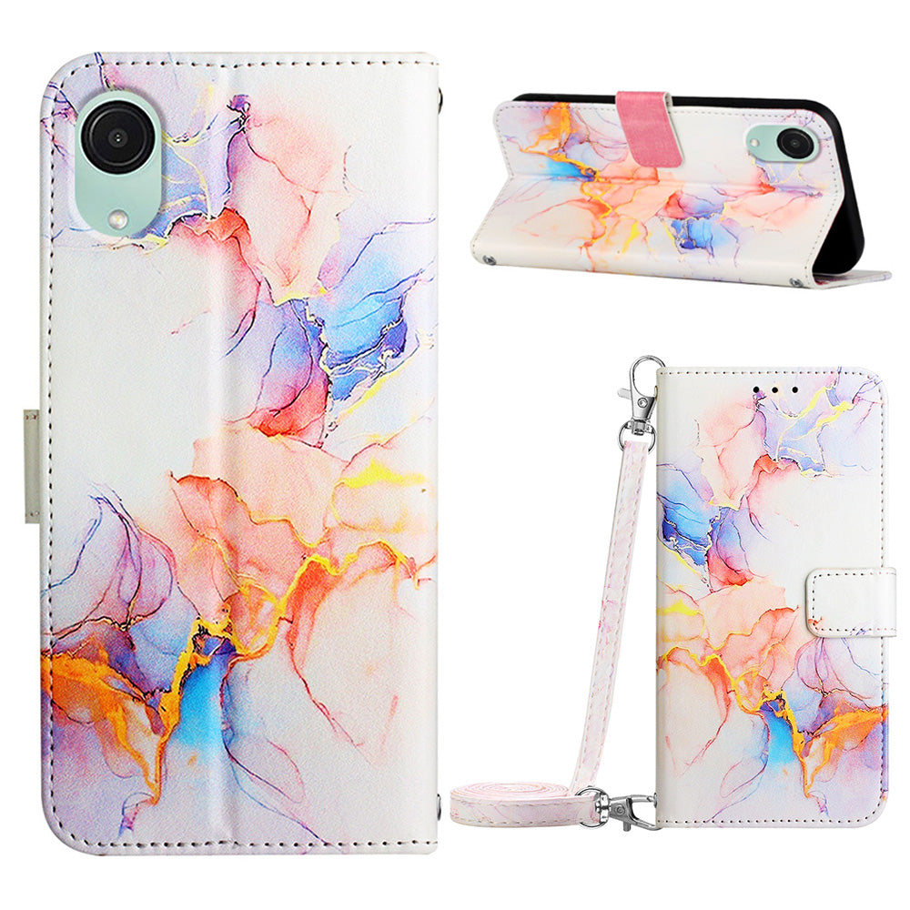 For Samsung Galaxy A04 Core 4G Wallet Phone Case YB Pattern Printing Leather Series-6 Anti-Drop Phone Cover