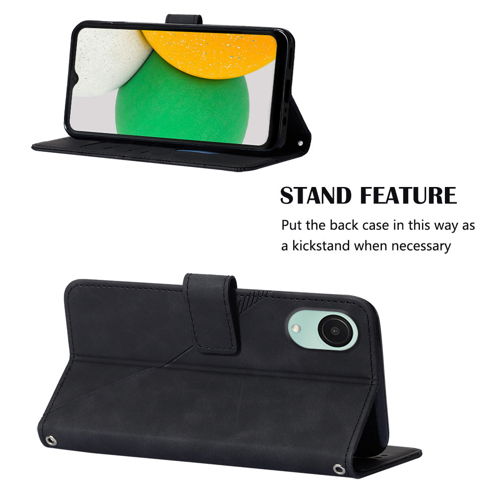 Pro Samsung Galaxy A04 Core 4G nárazuvzdorný kryt YB Imprinting Series-1 PU kožený kryt na telefon s potiskem