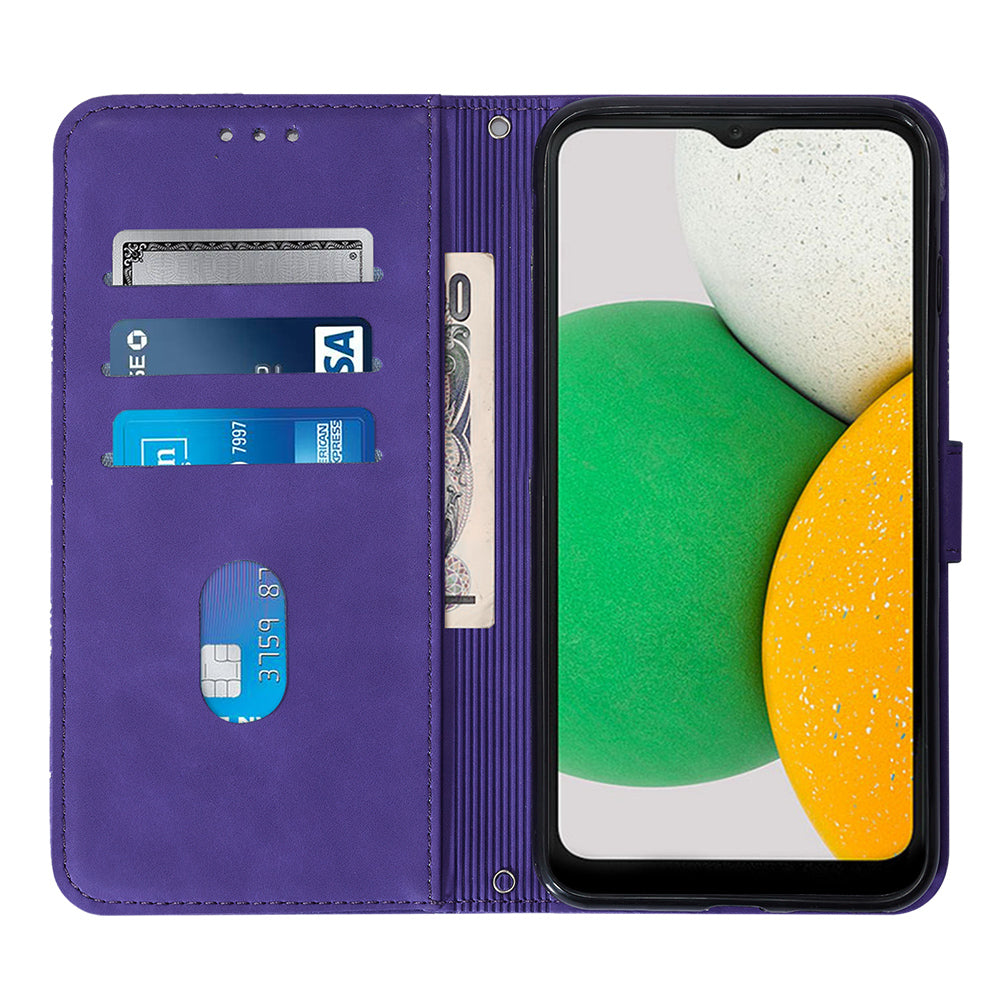 Pro Samsung Galaxy A04 Core 4G nárazuvzdorný kryt YB Imprinting Series-1 PU kožený kryt na telefon s potiskem