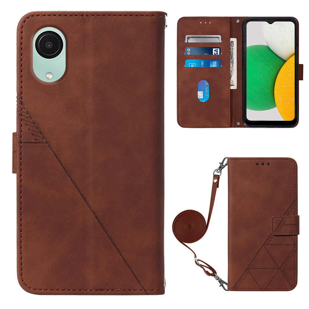 Kožený flipový kryt YB Imprinting Series-2 pro telefon Samsung Galaxy A04 Core 4G Imprinted Lines