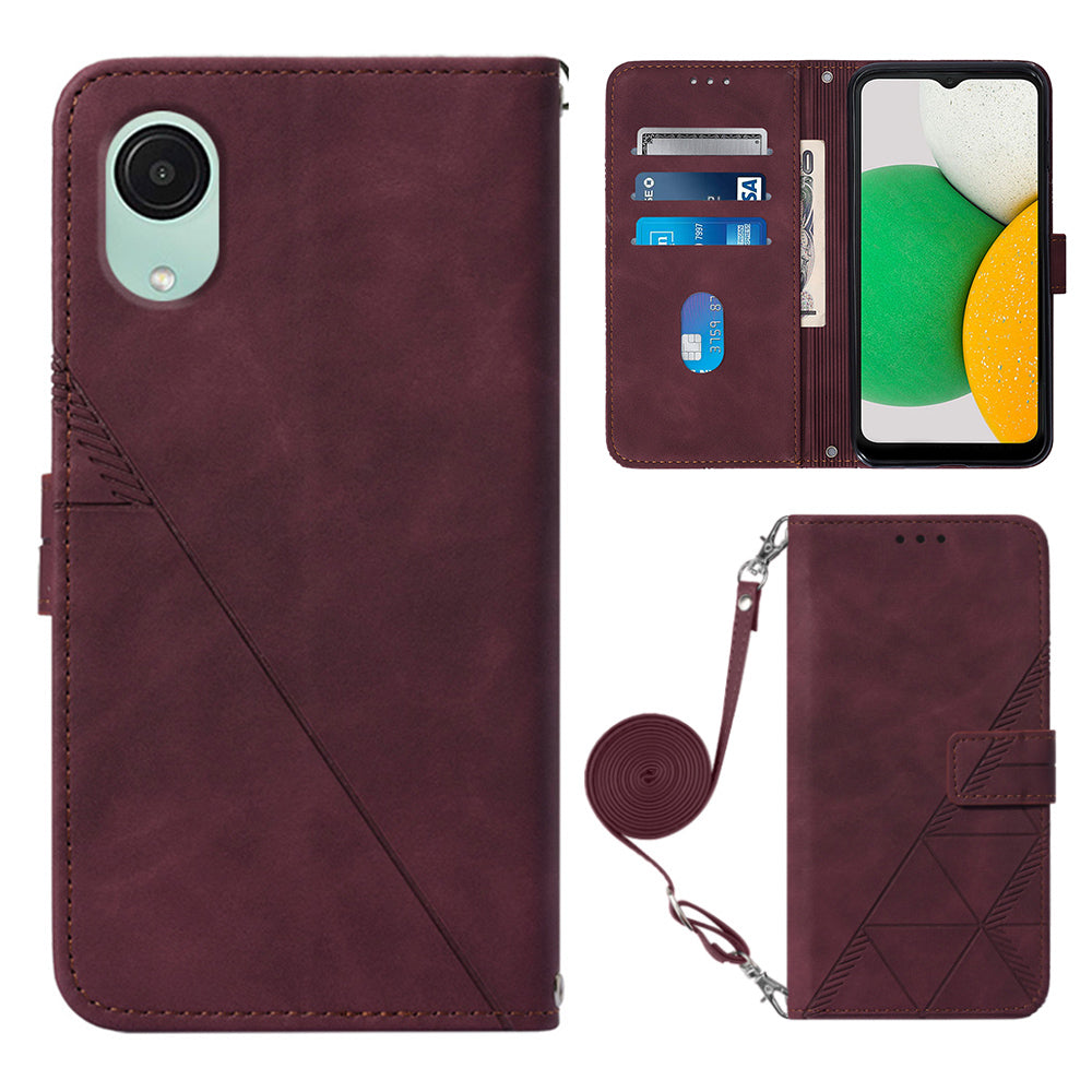 Kožený flipový kryt YB Imprinting Series-2 pro telefon Samsung Galaxy A04 Core 4G Imprinted Lines