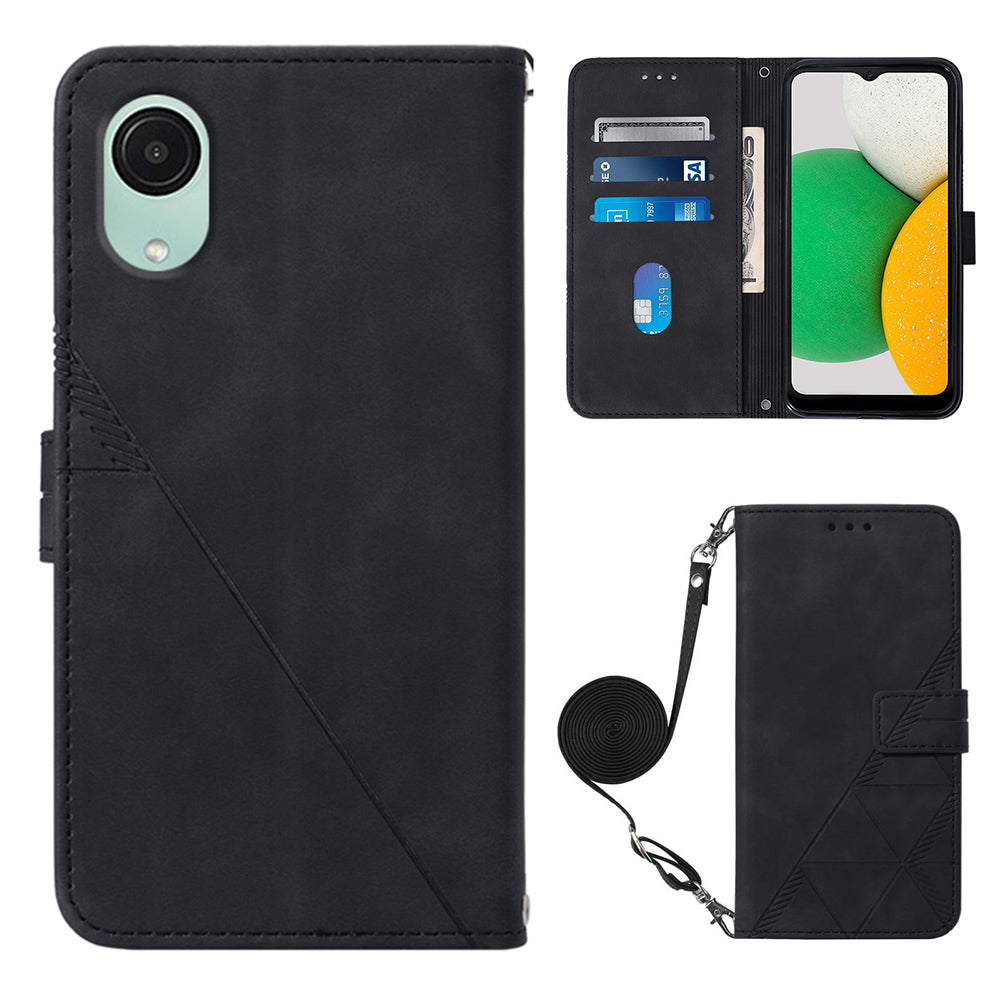 Kožený flipový kryt YB Imprinting Series-2 pro telefon Samsung Galaxy A04 Core 4G Imprinted Lines