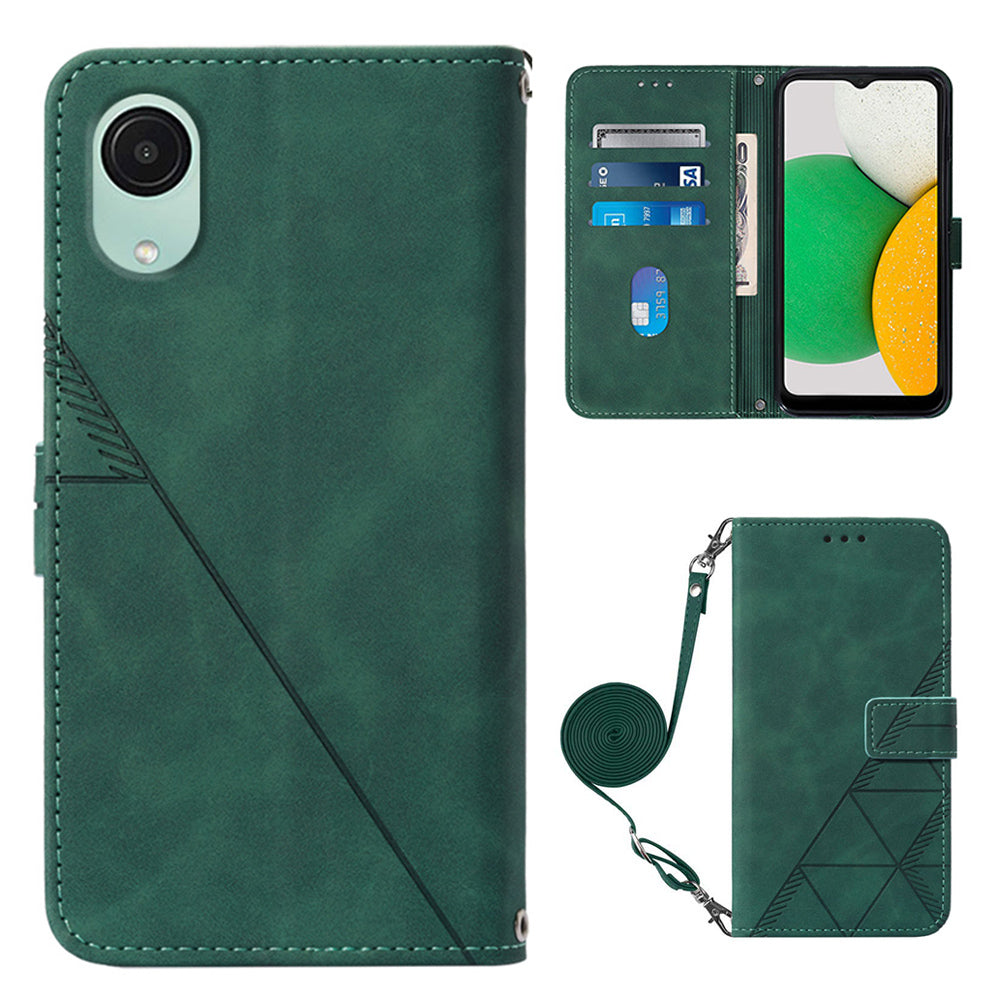 YB Imprinting Series-2 Leather Flip Cover for Samsung Galaxy A04 Core 4G Imprinted Lines Business Phone Case