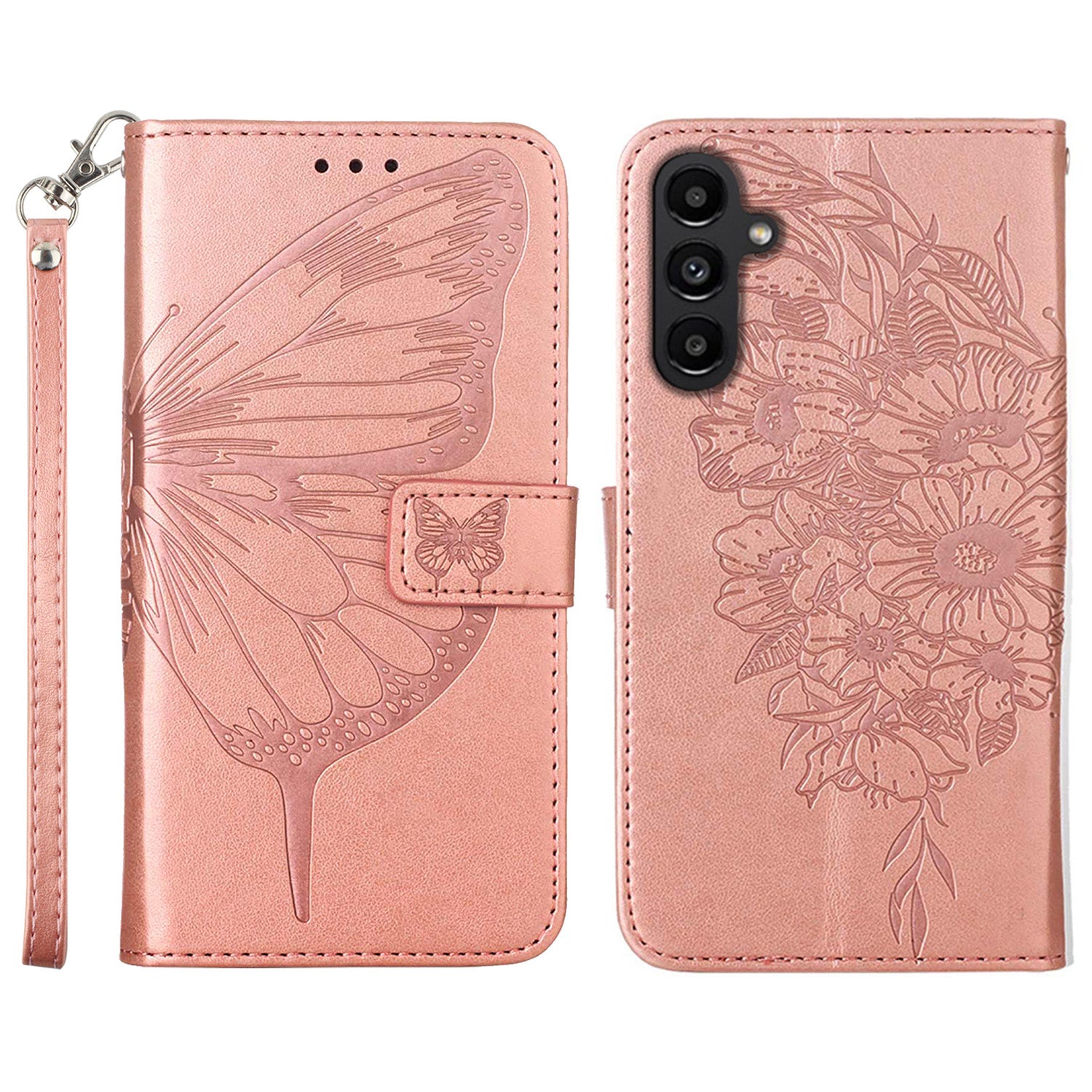 YB Imprinting Series-4 For Samsung Galaxy A24 4G Stylish Imprinted PU Leather Wallet Cover Folding Stand Phone Case with Hand Strap