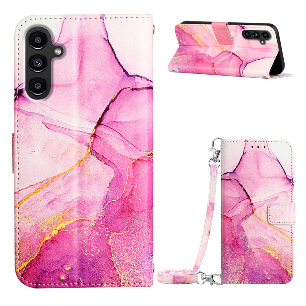 Leather Flip Cover for Samsung Galaxy A24 4G Phone Shell YB Pattern Printing Leather Series-6 Wallet Case