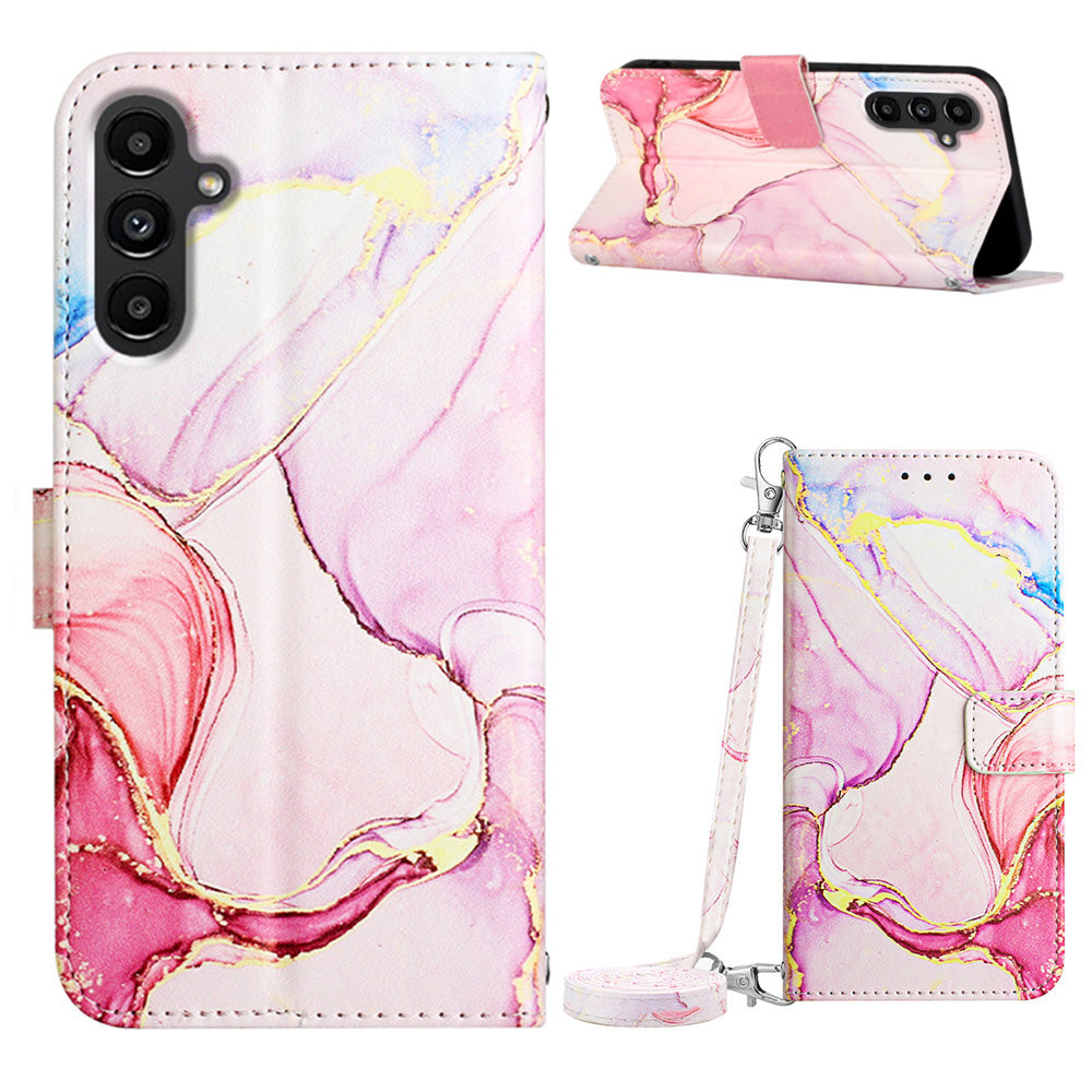 Leather Flip Cover for Samsung Galaxy A24 4G Phone Shell YB Pattern Printing Leather Series-6 Wallet Case