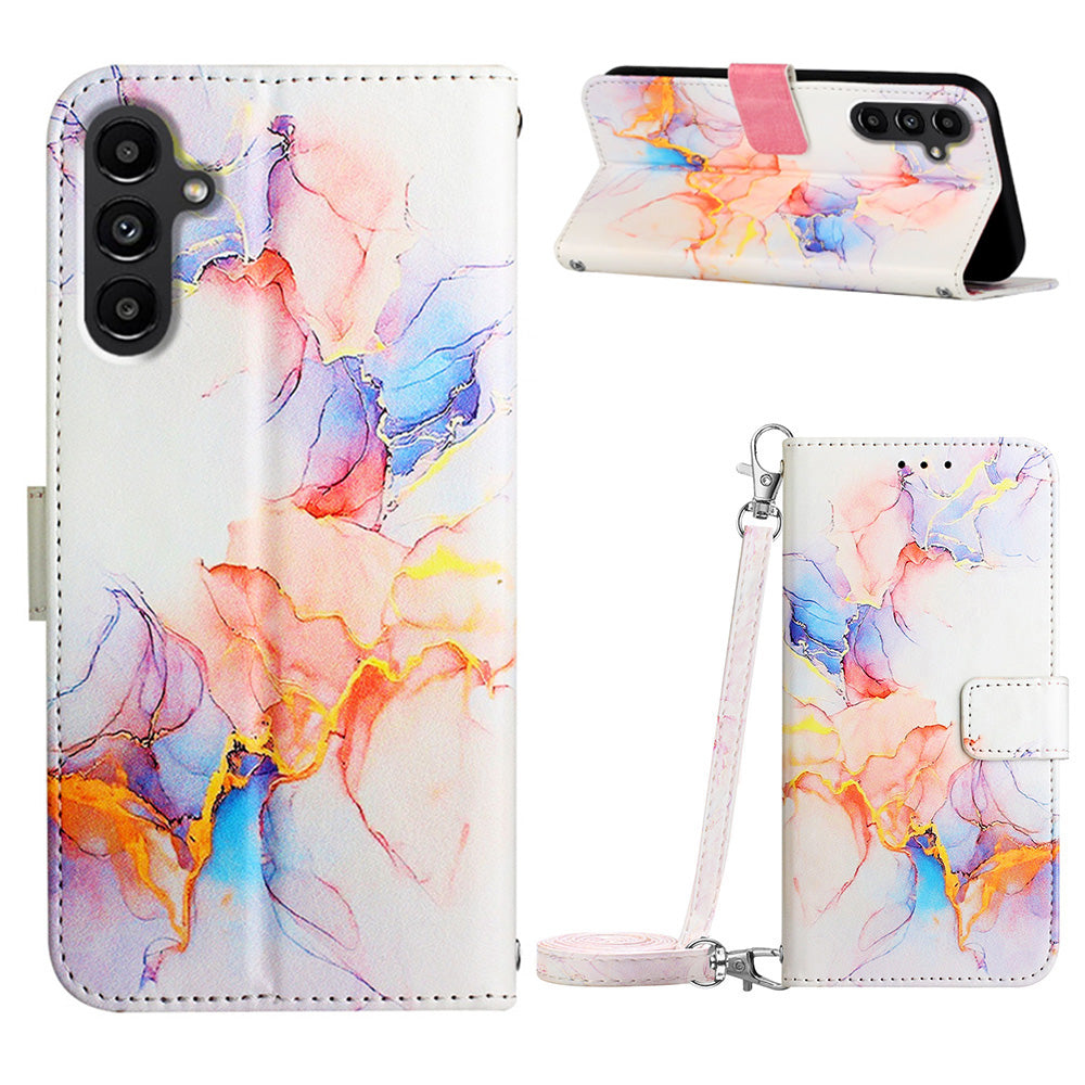 Leather Flip Cover for Samsung Galaxy A24 4G Phone Shell YB Pattern Printing Leather Series-6 Wallet Case