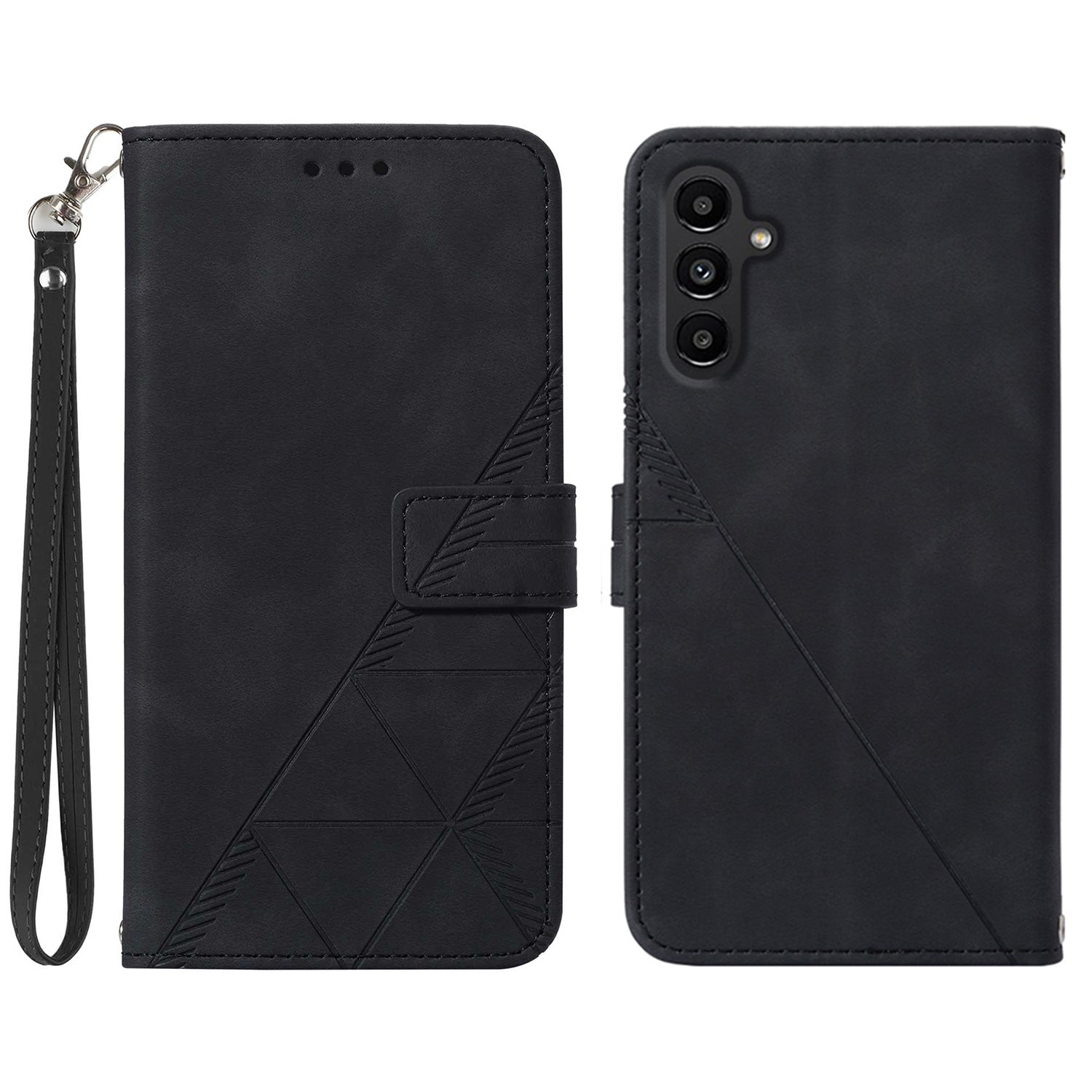Til Samsung Galaxy A24 4G YB Imprinting Series-1 Business Imprinted Lines telefonetui Stor håndrem PU læder pungholder cover