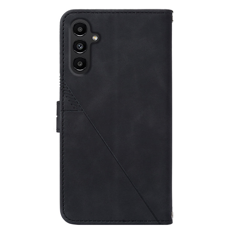 Til Samsung Galaxy A24 4G YB Imprinting Series-1 Business Imprinted Lines telefonetui Stor håndrem PU læder pungholder cover