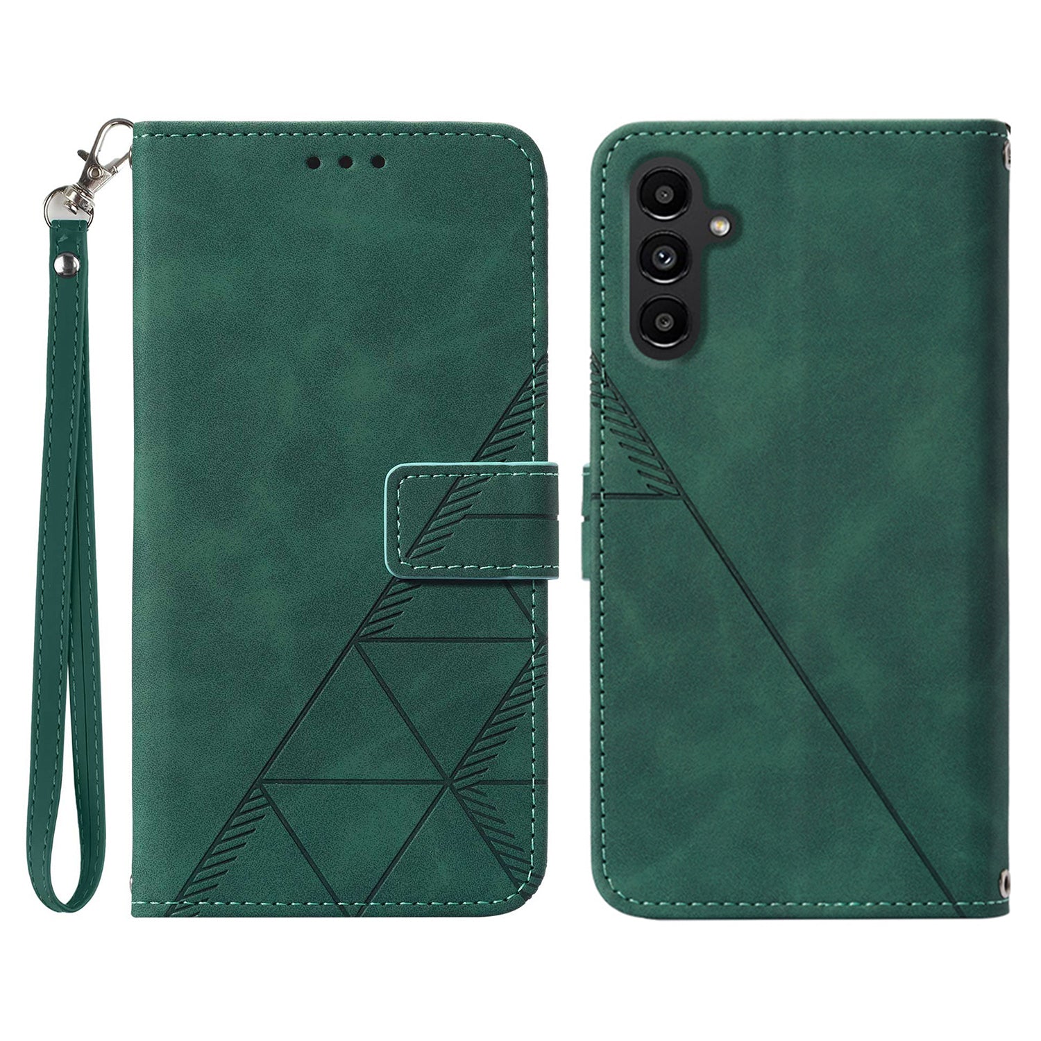 Til Samsung Galaxy A24 4G YB Imprinting Series-1 Business Imprinted Lines telefonetui Stor håndrem PU læder pungholder cover