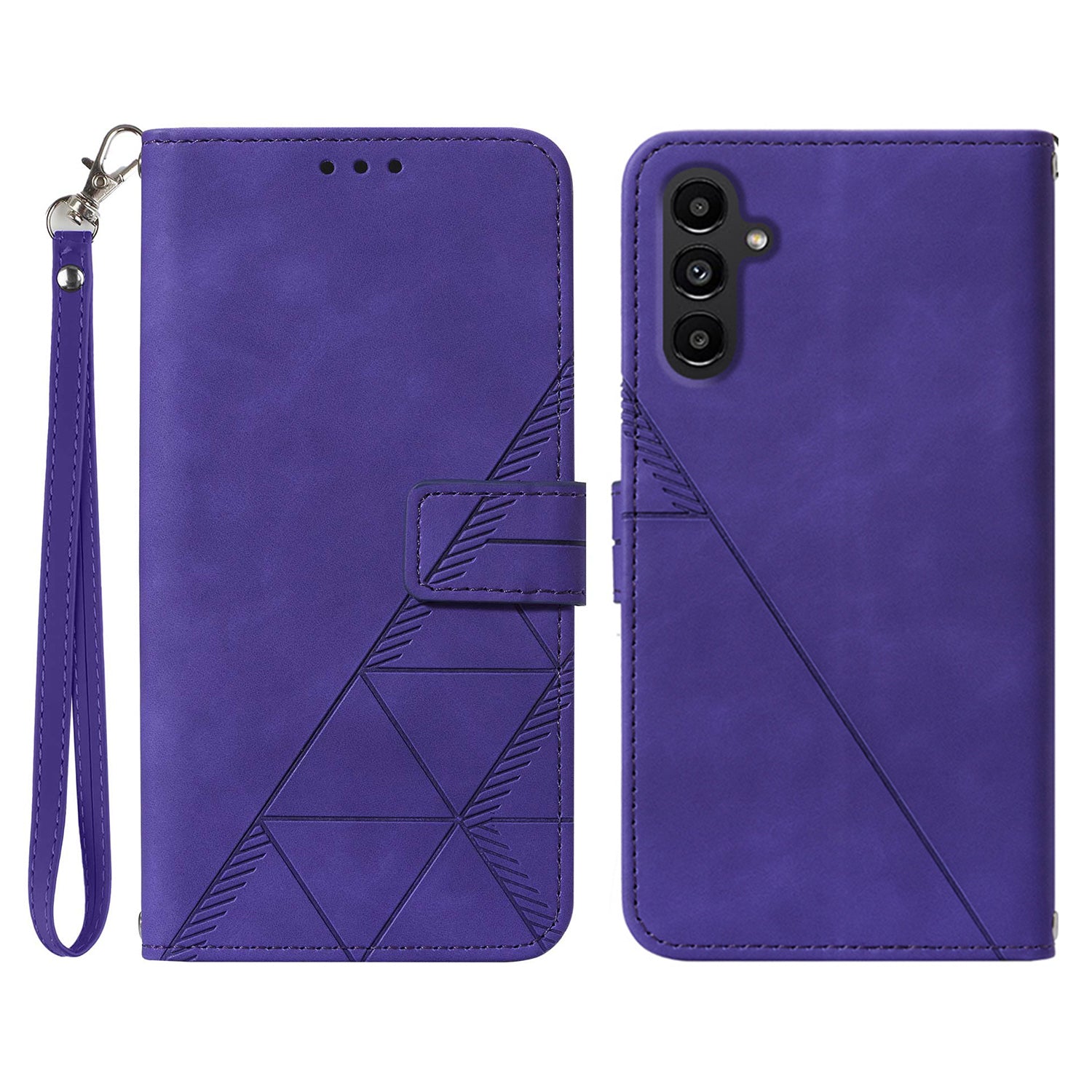 Til Samsung Galaxy A24 4G YB Imprinting Series-1 Business Imprinted Lines telefonetui Stor håndrem PU læder pungholder cover