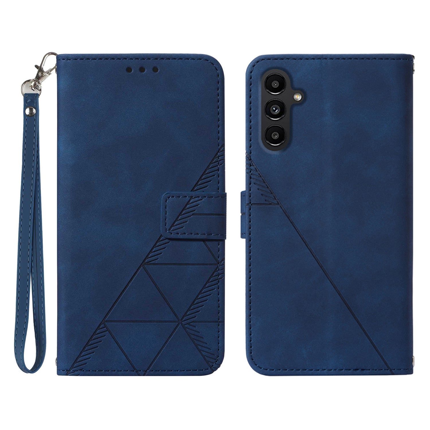 Til Samsung Galaxy A24 4G YB Imprinting Series-1 Business Imprinted Lines telefonetui Stor håndrem PU læder pungholder cover