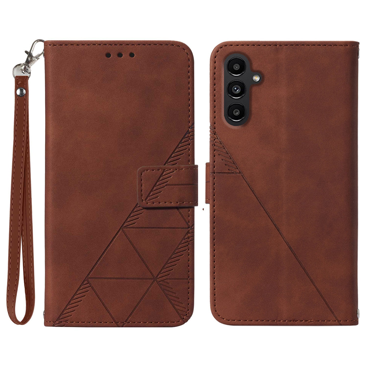 Til Samsung Galaxy A24 4G YB Imprinting Series-1 Business Imprinted Lines telefonetui Stor håndrem PU læder pungholder cover