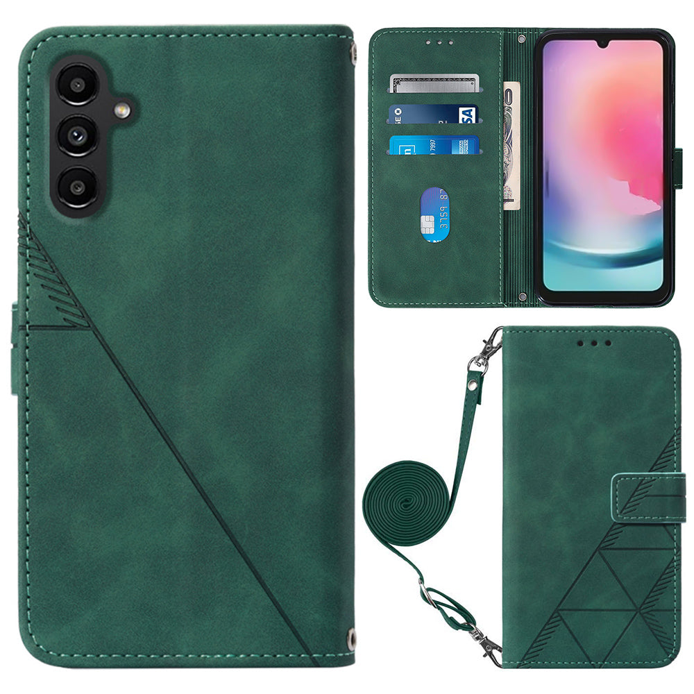YB Imprinting Series-2 For Samsung Galaxy A24 4G Imprinted Lines Leather Fall-proof Cover Phone Case