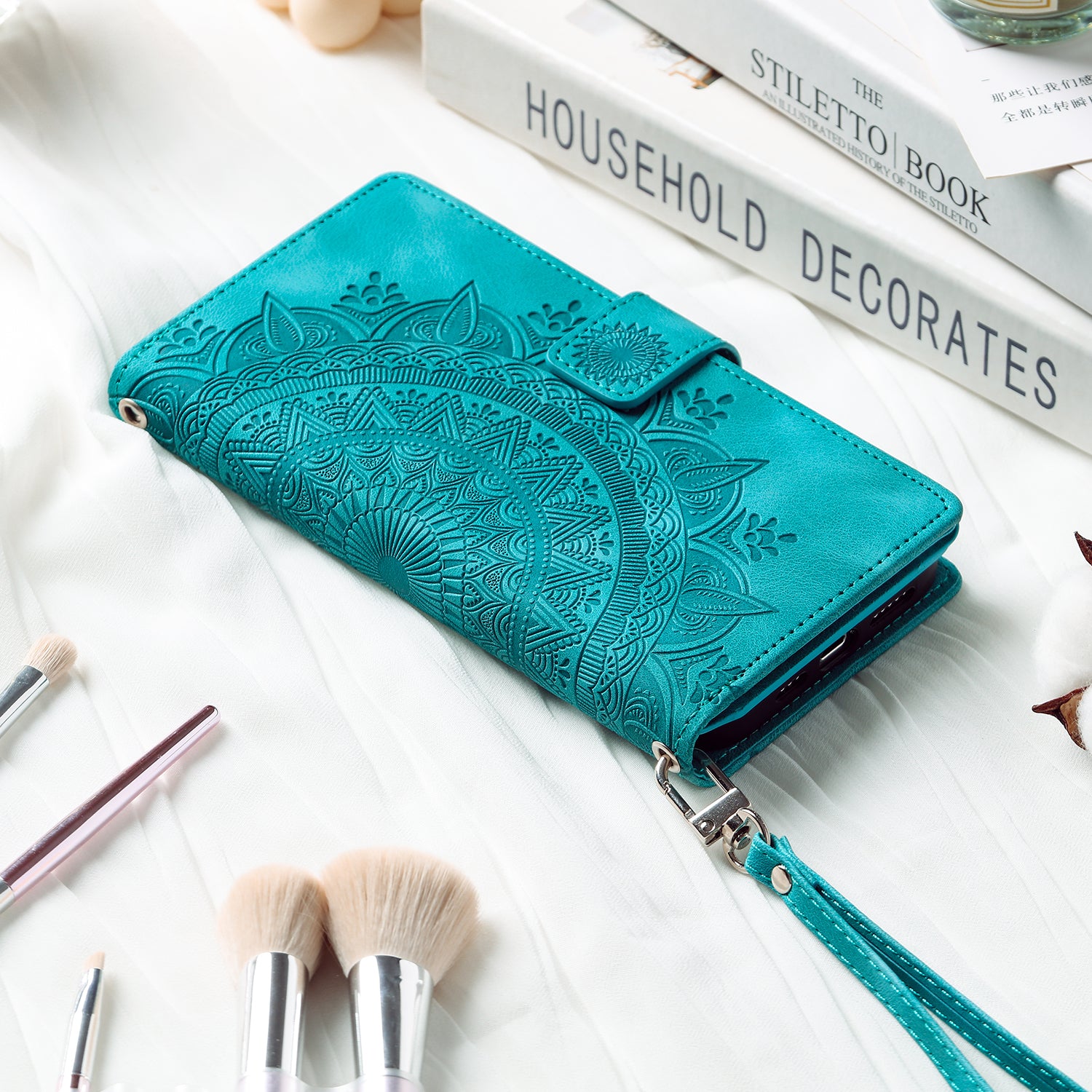 Leather Flip Cover for Samsung Galaxy A24 4G Mandala Flower Pattern Wallet Phone Case