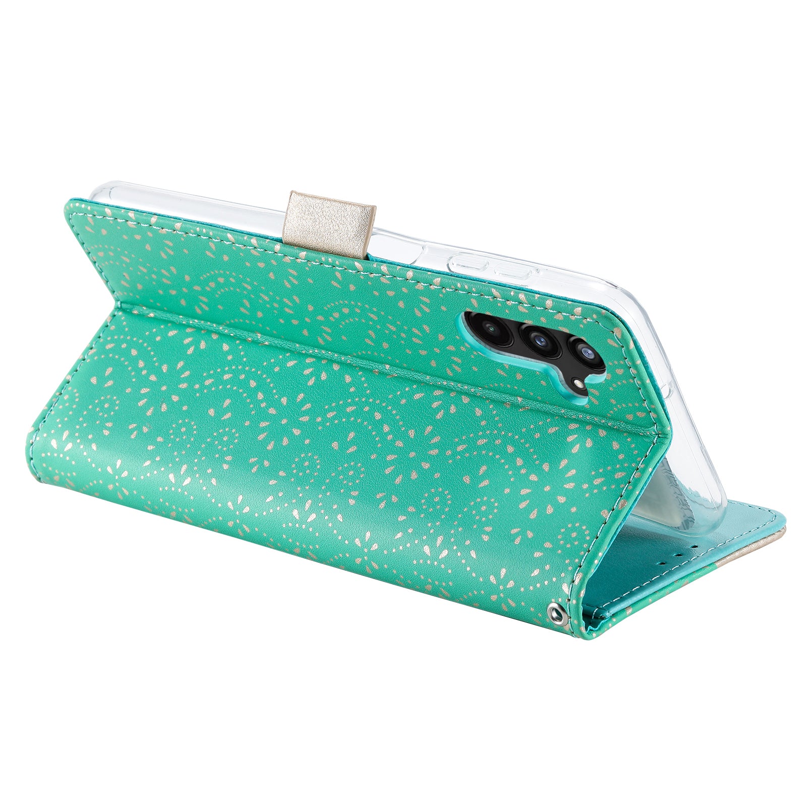 Phone Case for Samsung Galaxy A24 4G Zipper Wallet PU Leather Phone Stand Cover with Bowknot Wrist Strap