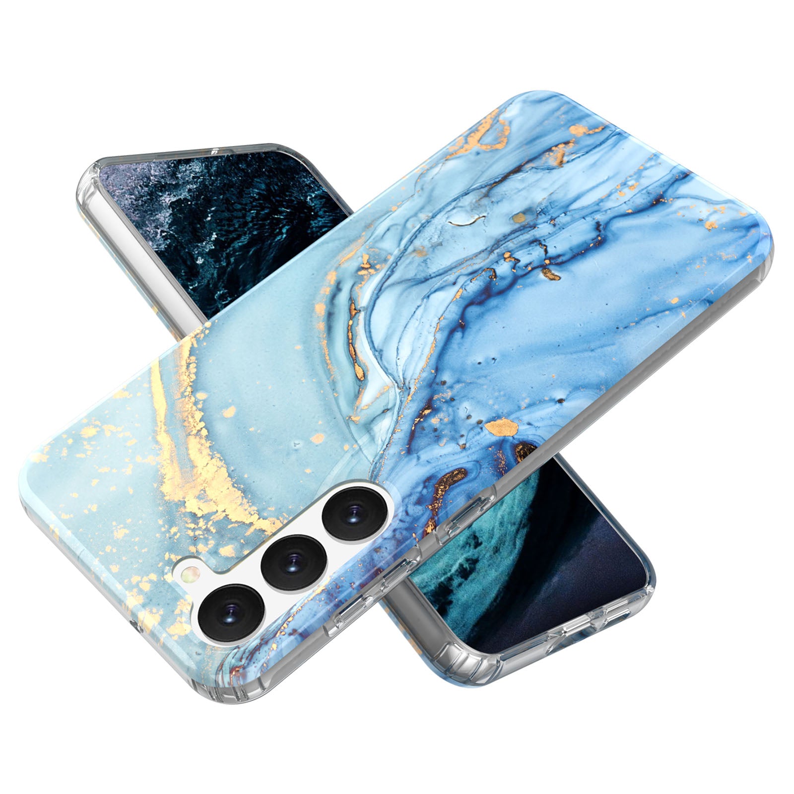 For Samsung Galaxy S23 GW18 IMD Mobile Phone Back Cover PC TPU Marble Pattern Phone Case