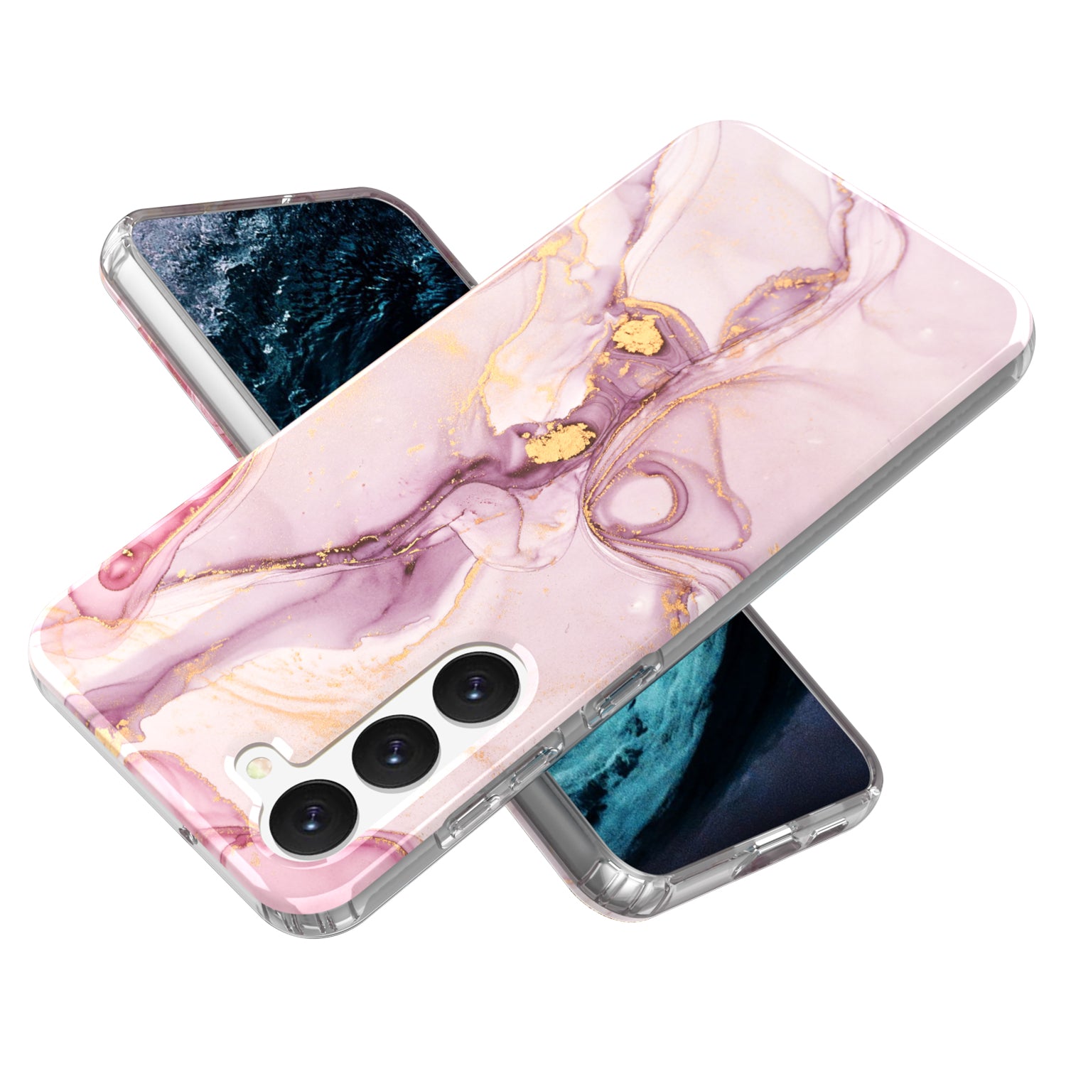 For Samsung Galaxy S23 GW18 IMD Mobile Phone Back Cover PC TPU Marble Pattern Phone Case