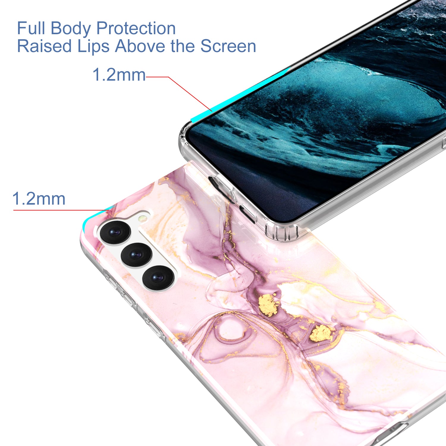 For Samsung Galaxy S23 GW18 IMD Mobile Phone Back Cover PC TPU Marble Pattern Phone Case