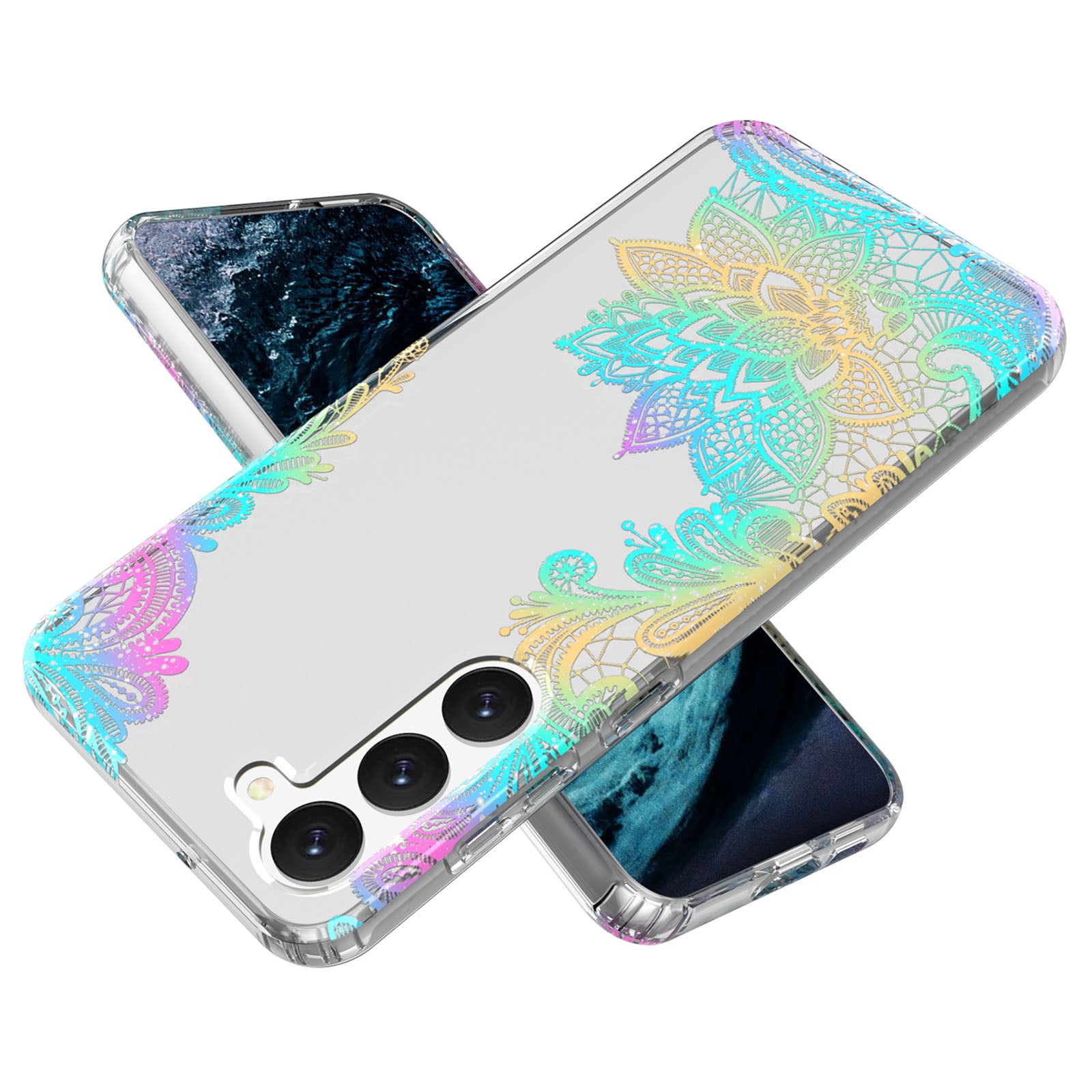 For Samsung Galaxy S23 GW18 Laser Shockproof Phone Cover PC TPU Thickened Mobile Phone Case