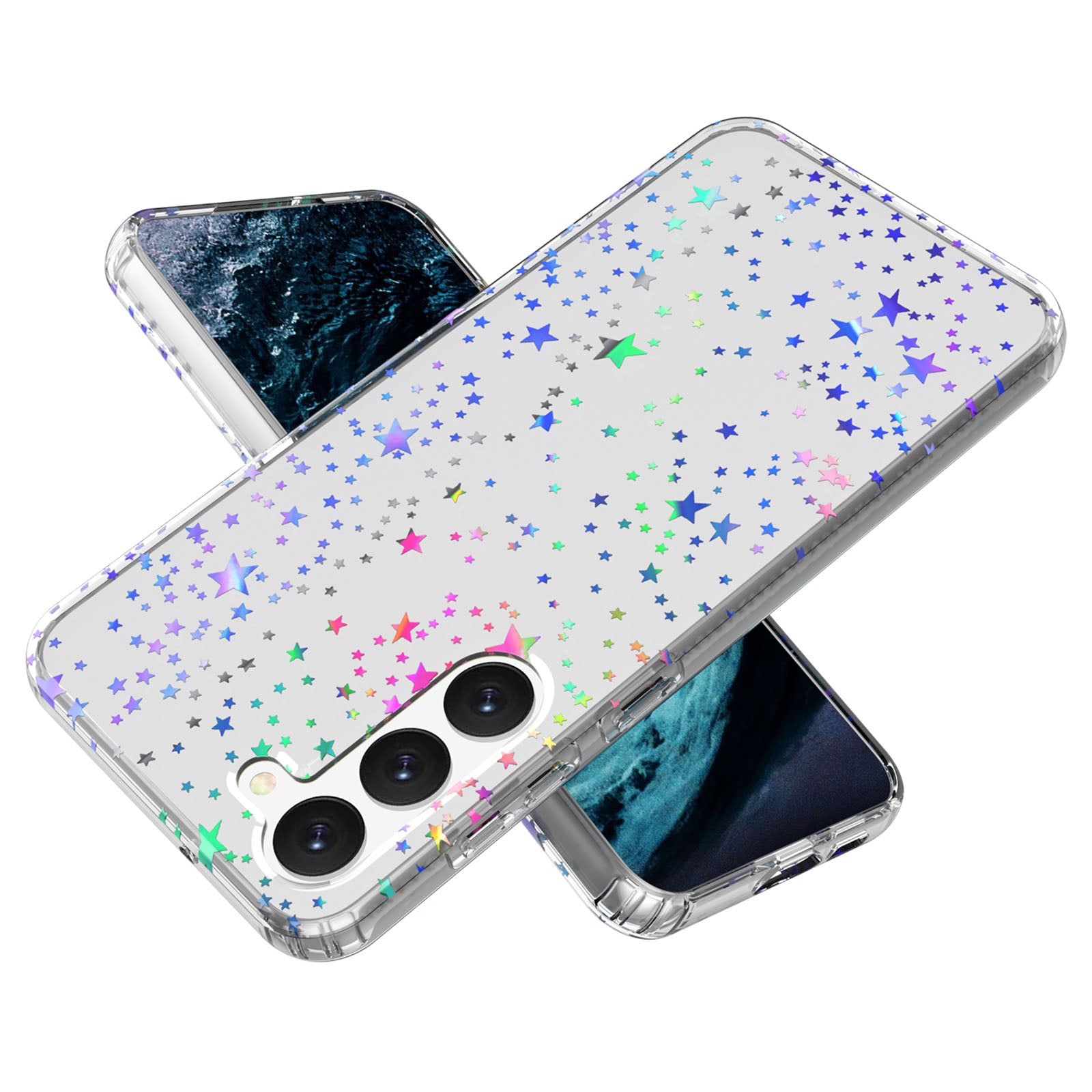 For Samsung Galaxy S23 GW18 Laser Shockproof Phone Cover PC TPU Thickened Mobile Phone Case