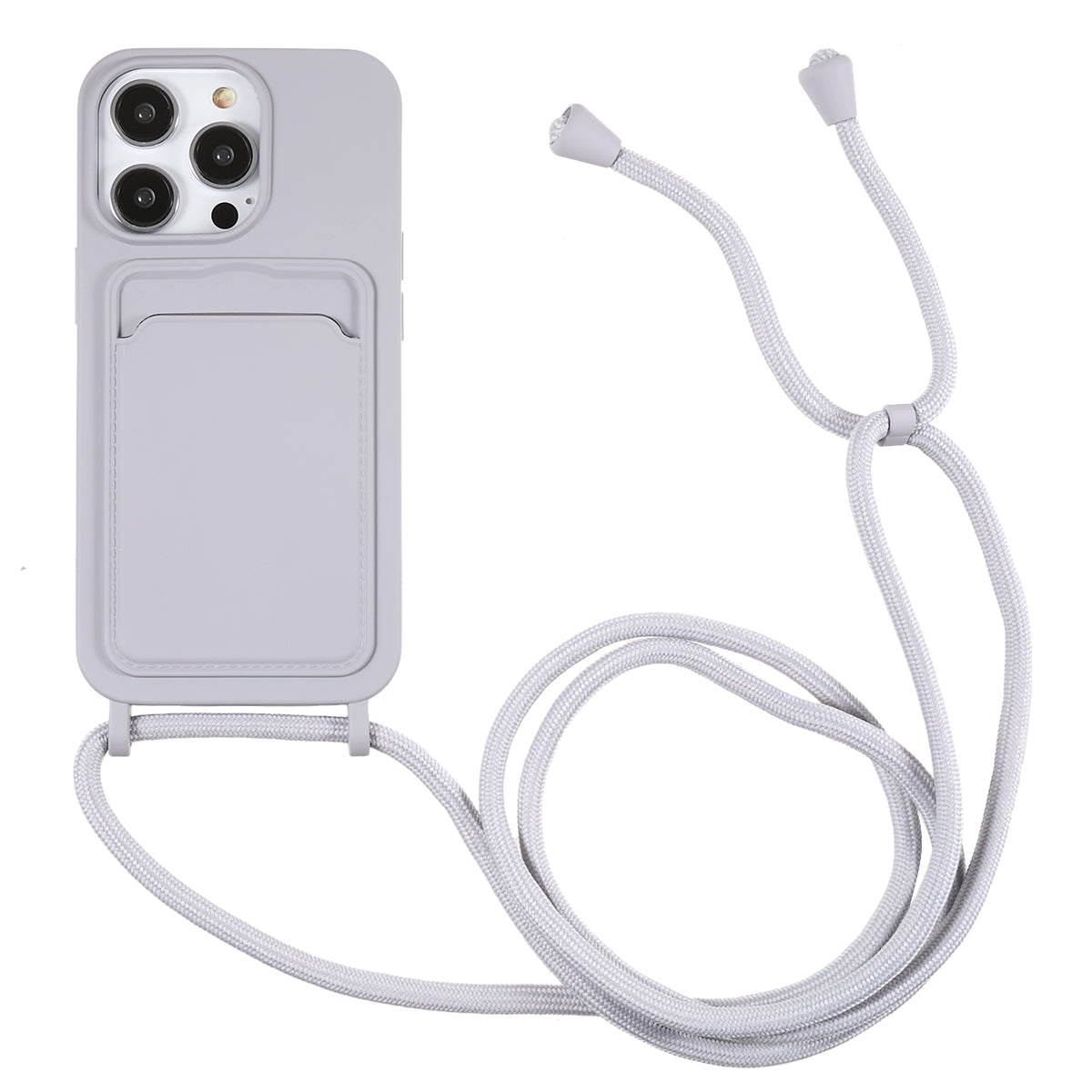 Protective Case for iPhone 13 Pro 6.1 inch Anti-Fall Liquid Silicone Phone Cover with Card Slot Strap