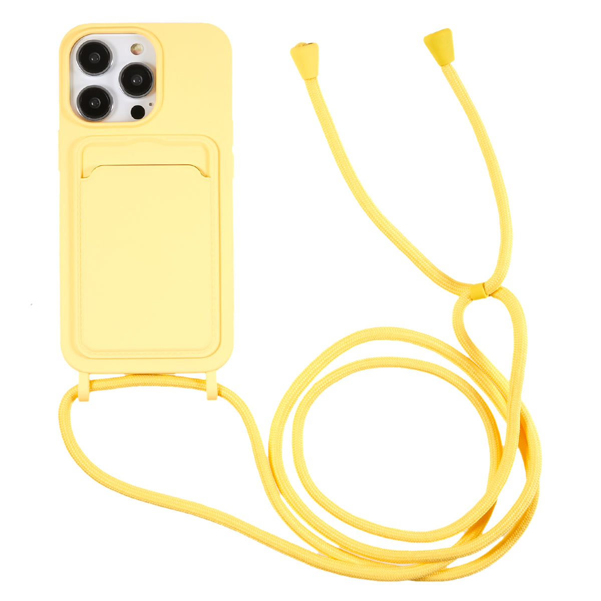 Protective Case for iPhone 13 Pro 6.1 inch Anti-Fall Liquid Silicone Phone Cover with Card Slot Strap