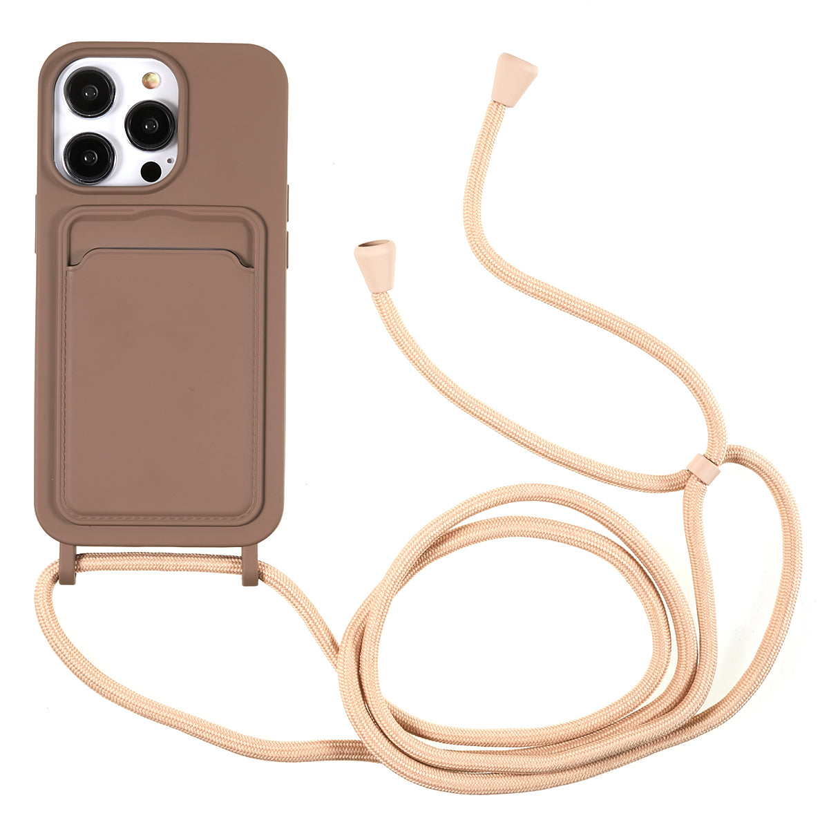 Protective Case for iPhone 13 Pro 6.1 inch Anti-Fall Liquid Silicone Phone Cover with Card Slot Strap