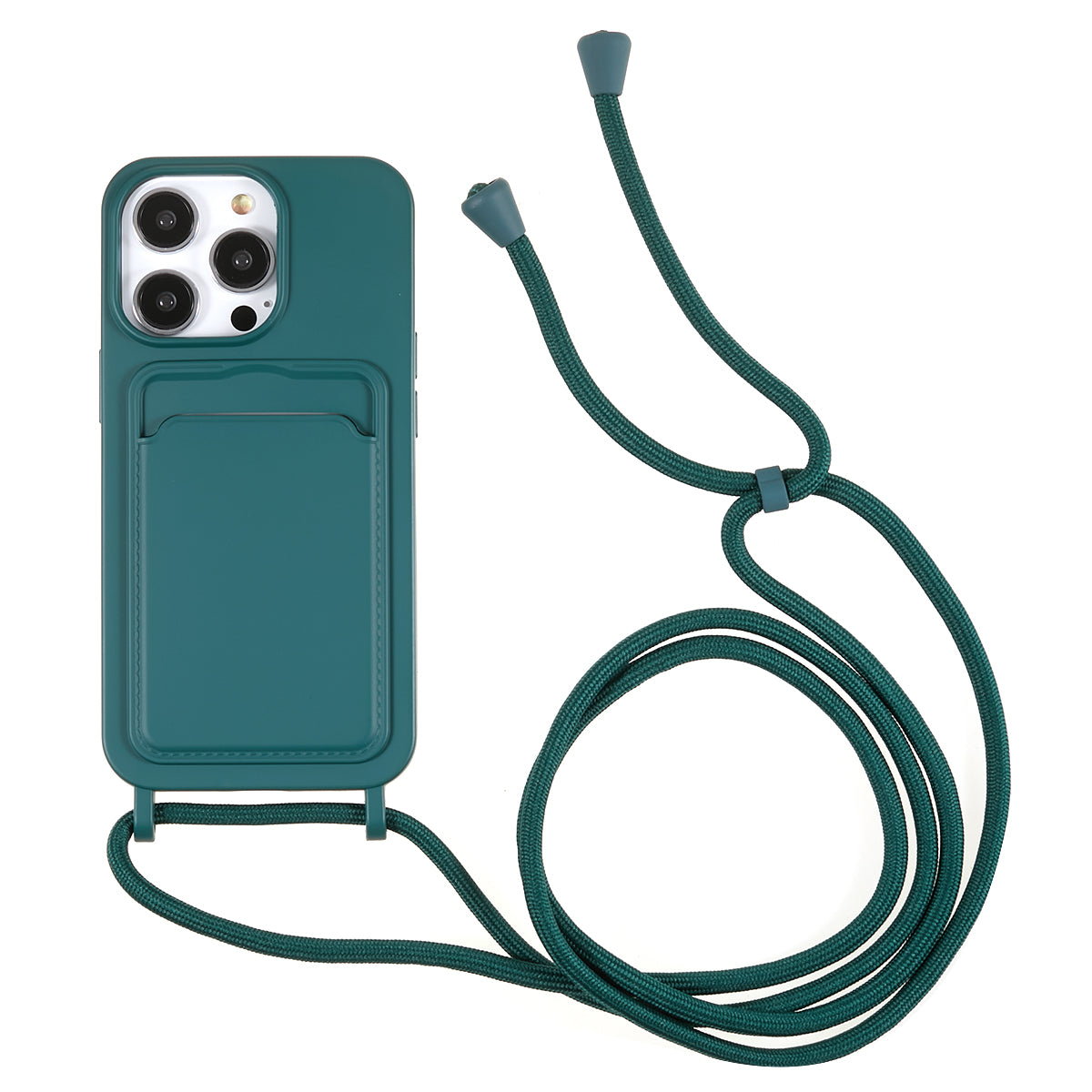 Protective Case for iPhone 13 Pro 6.1 inch Anti-Fall Liquid Silicone Phone Cover with Card Slot Strap