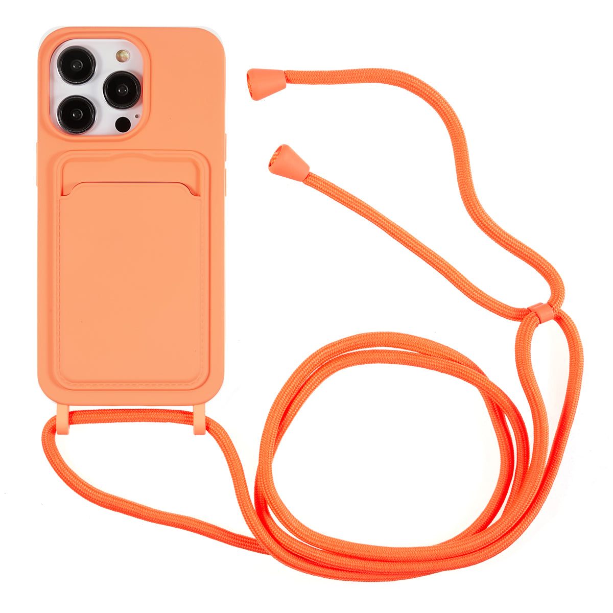 Protective Case for iPhone 13 Pro 6.1 inch Anti-Fall Liquid Silicone Phone Cover with Card Slot Strap