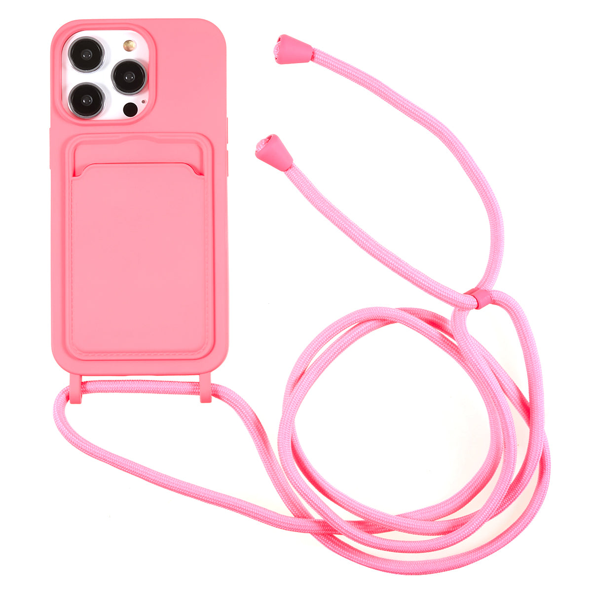 Protective Case for iPhone 13 Pro 6.1 inch Anti-Fall Liquid Silicone Phone Cover with Card Slot Strap