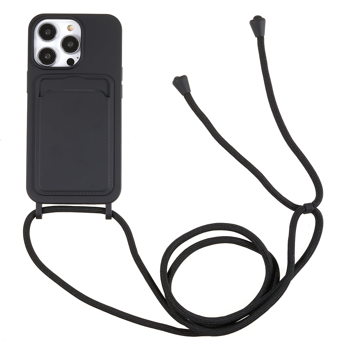 Liquid Silicone Case for iPhone 13 Pro Max 6.7 inch Anti-Drop Protective Phone Cover with Card Slot Strap