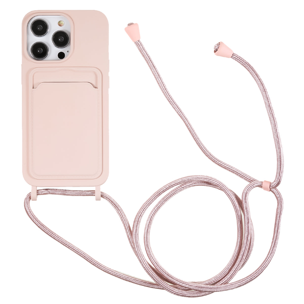 Liquid Silicone Case for iPhone 13 Pro Max 6.7 inch Anti-Drop Protective Phone Cover with Card Slot Strap