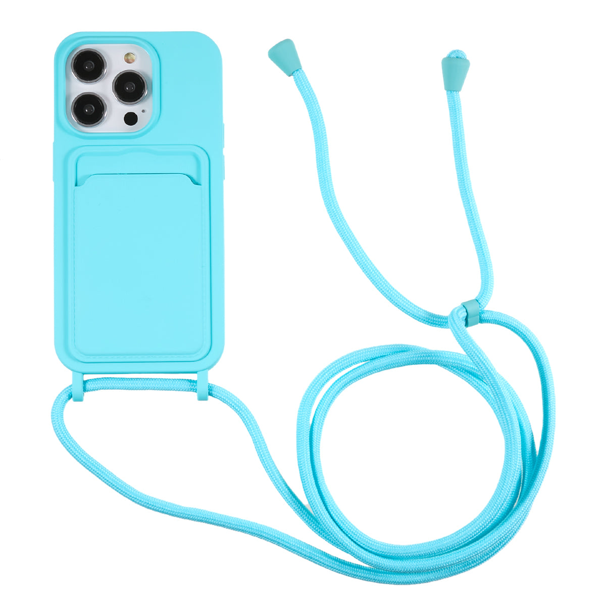 Stødsikker etui til iPhone 14 Pro Max flydende silikonecover Anti-drop telefoncover med kortslotstrop