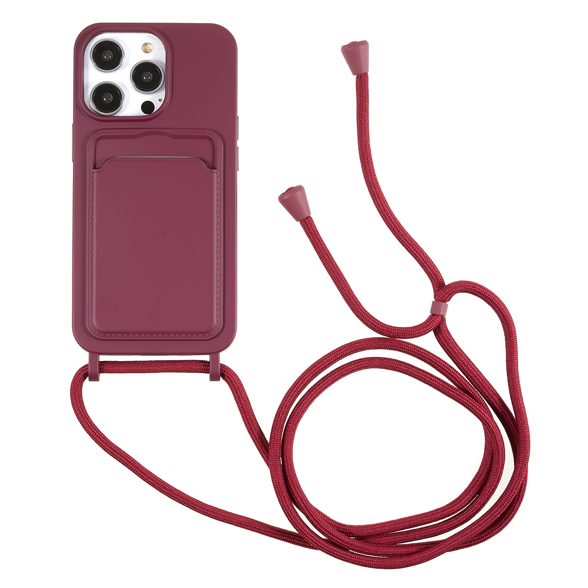 Stødsikker etui til iPhone 14 Pro Max flydende silikonecover Anti-drop telefoncover med kortslotstrop